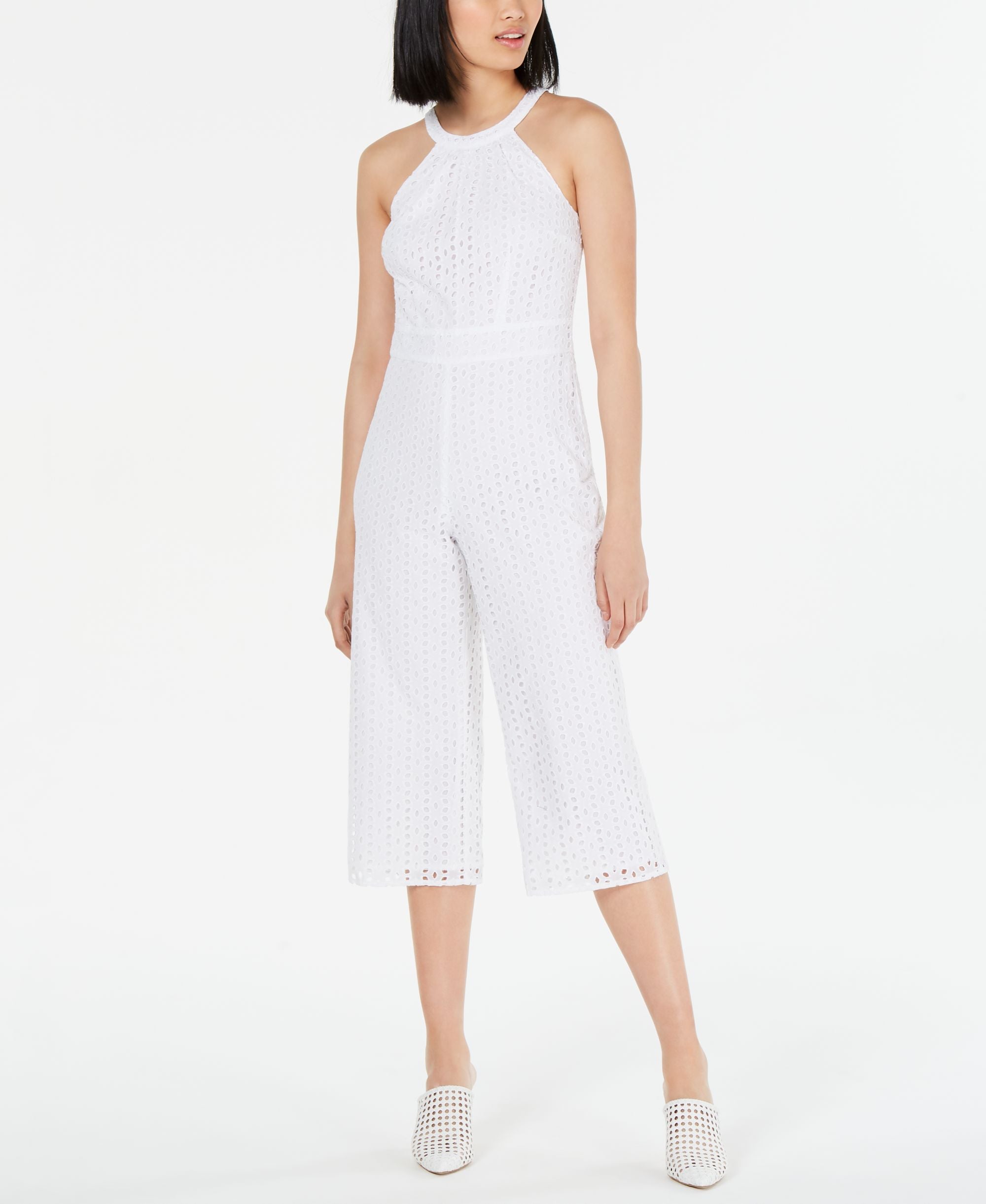 Maison Jules Sleeveless Eyelet Cropped Jumpsuit
