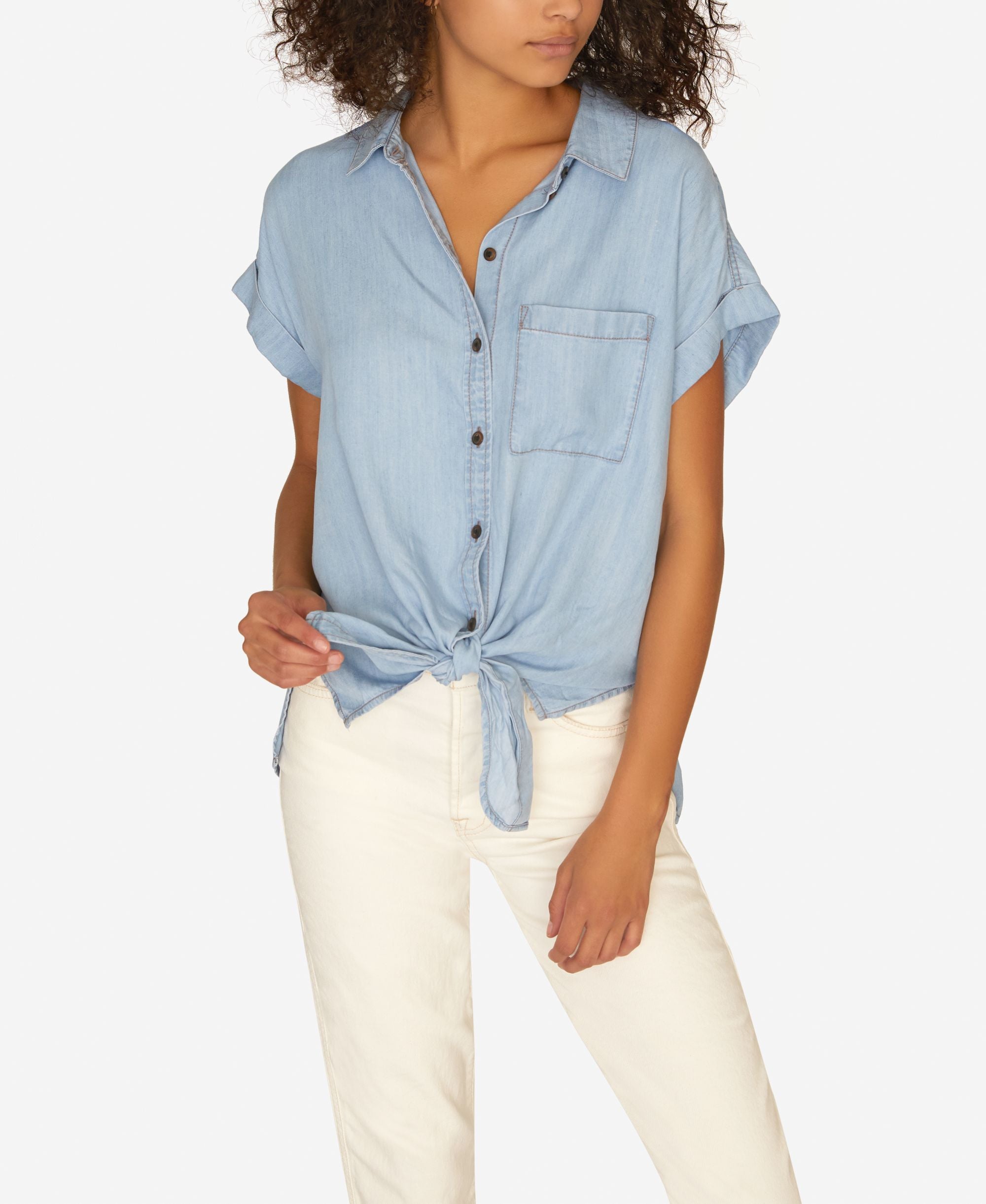 Sanctuary Mod Tie Front Short Sleeve Shirt