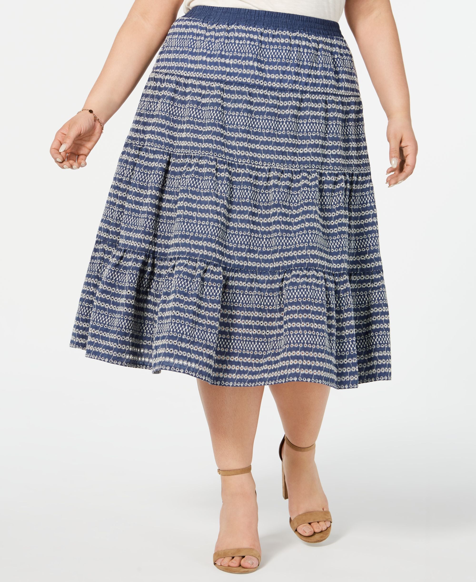 Tommy Hilfiger Plus Size Embroidered Denim Skirt