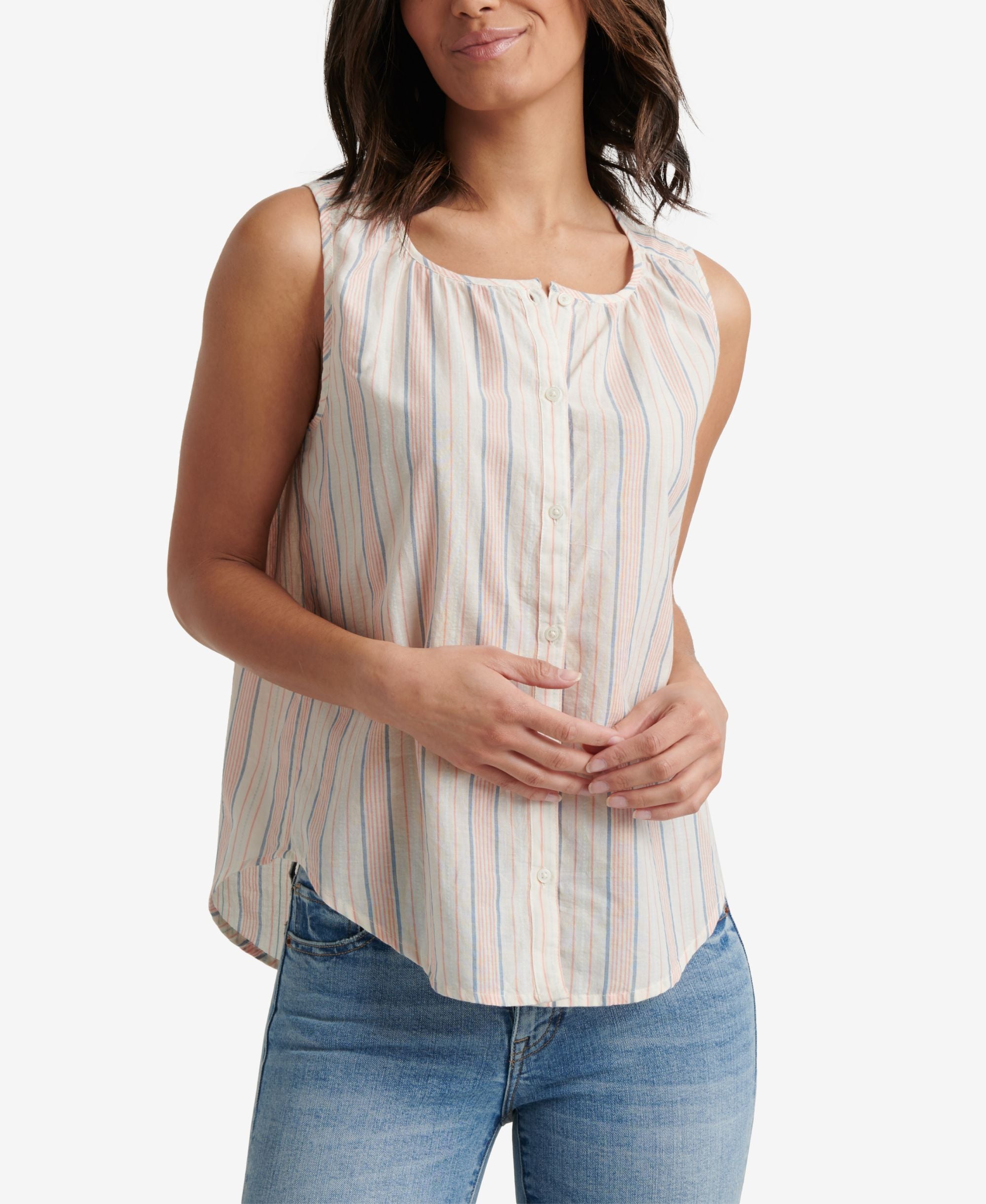 Cotton Striped Sleeveless Shirt