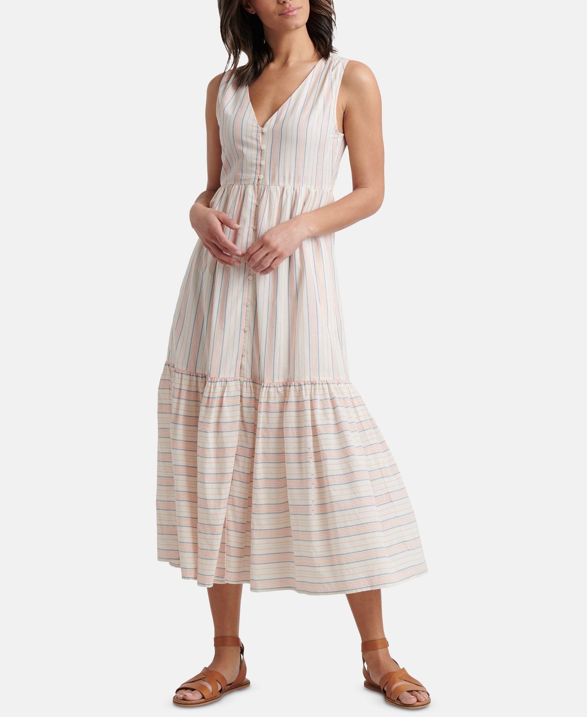 Cotton Luna Button Through Sleeveless Dress