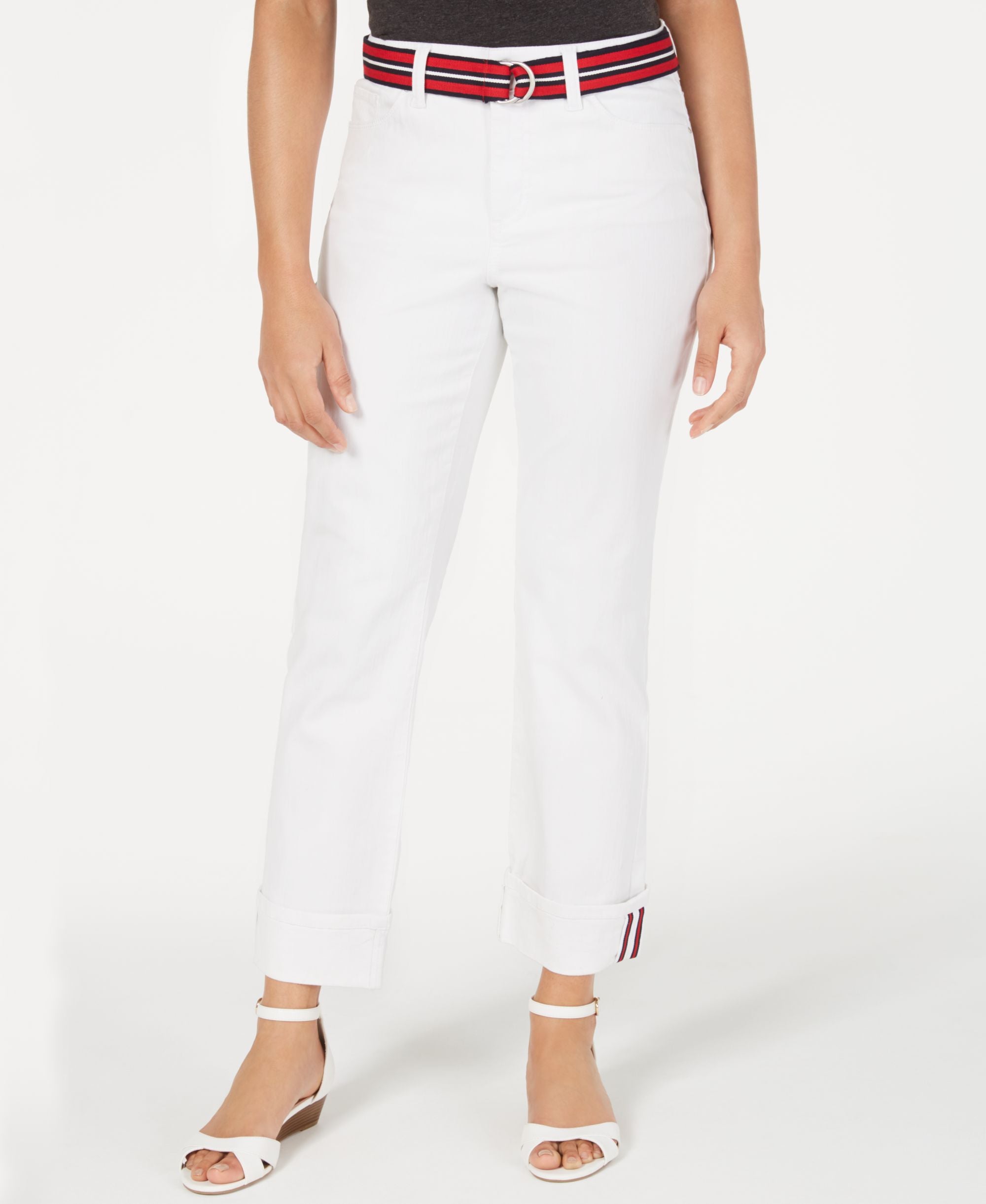 Petite Belted Tummy-Control Jeans