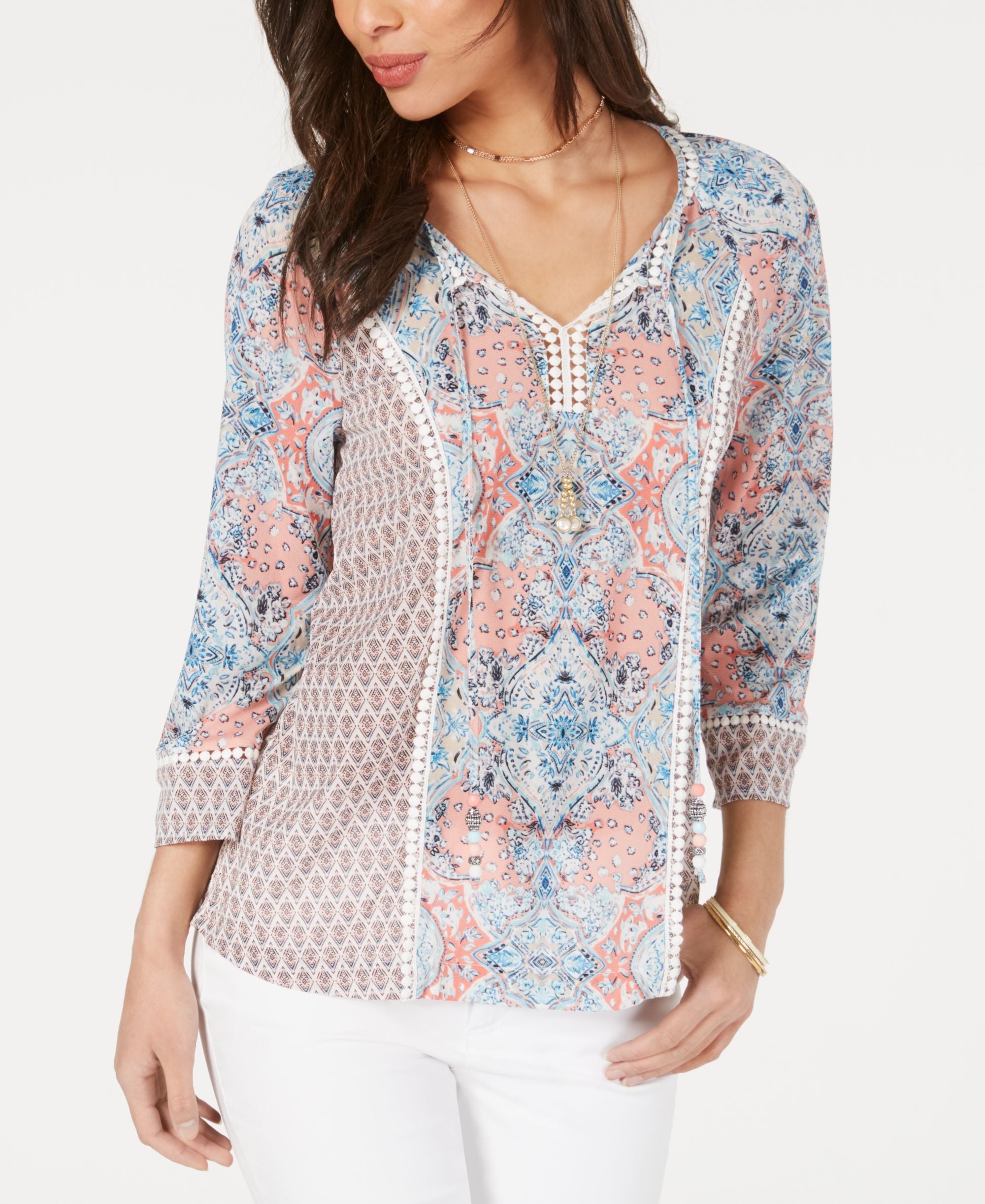 Printed Trim Tie Top