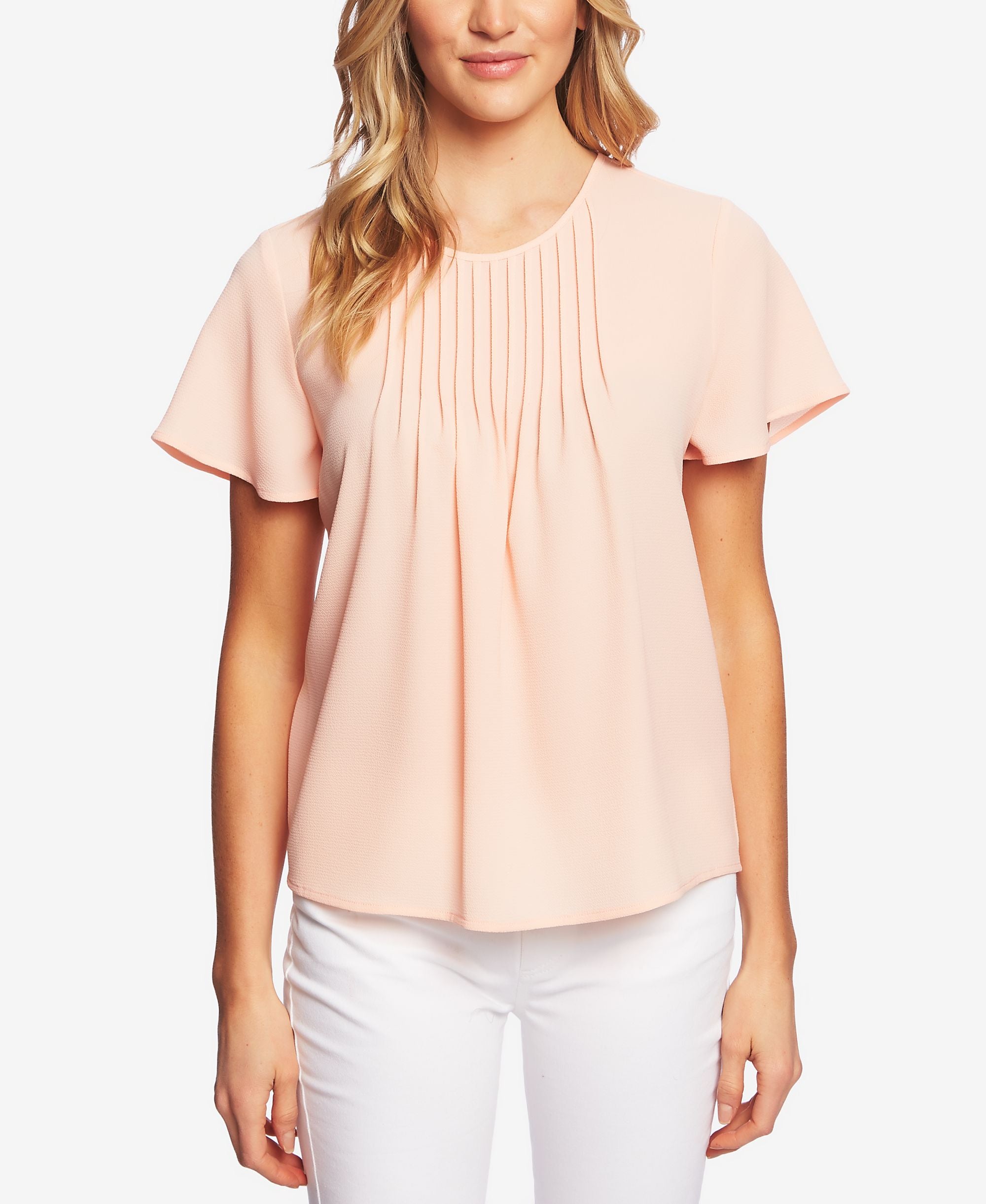 Cece Pleated Flutter Sleeve Top
