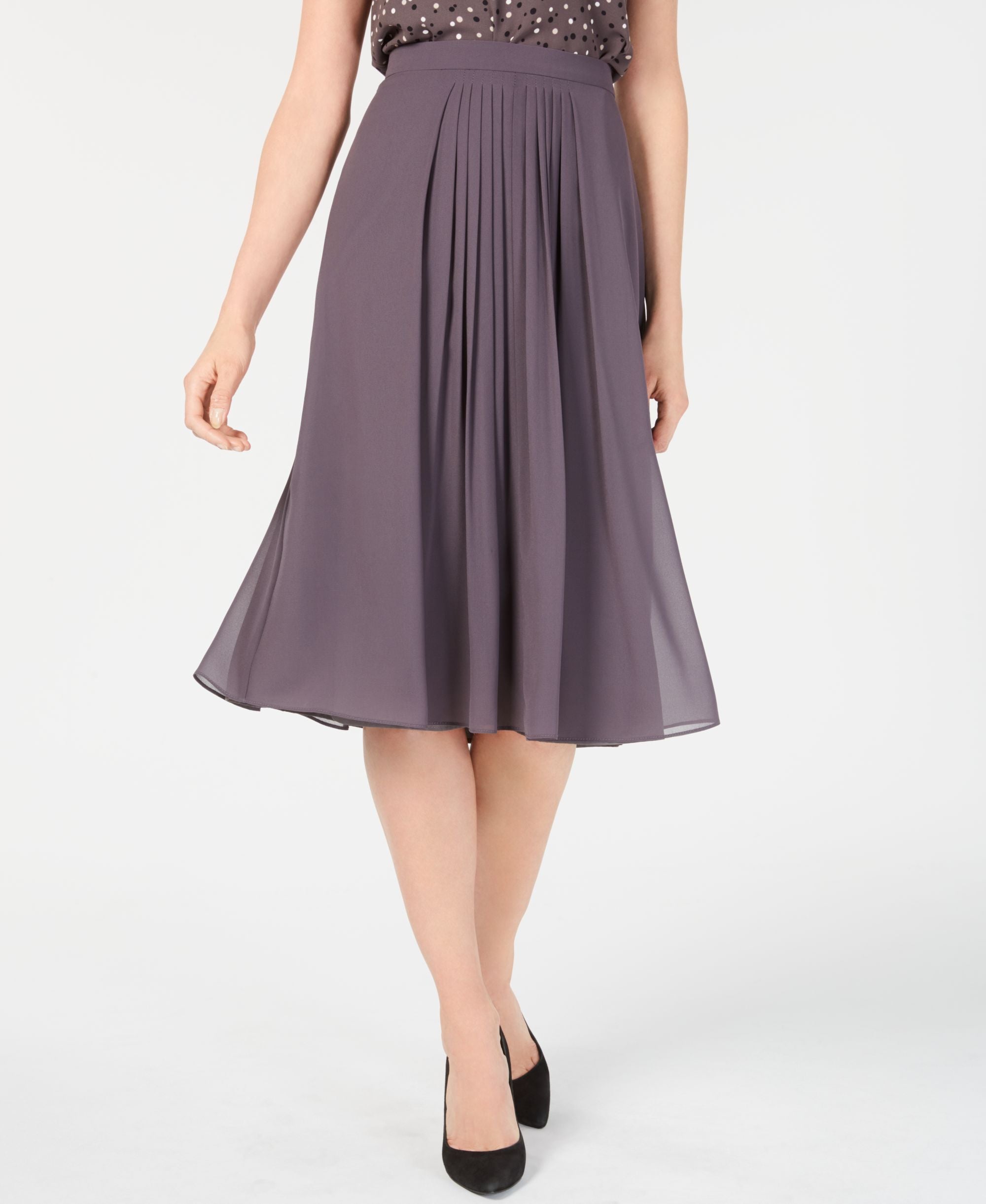 Anne Klein Georgette Pleated Skirt