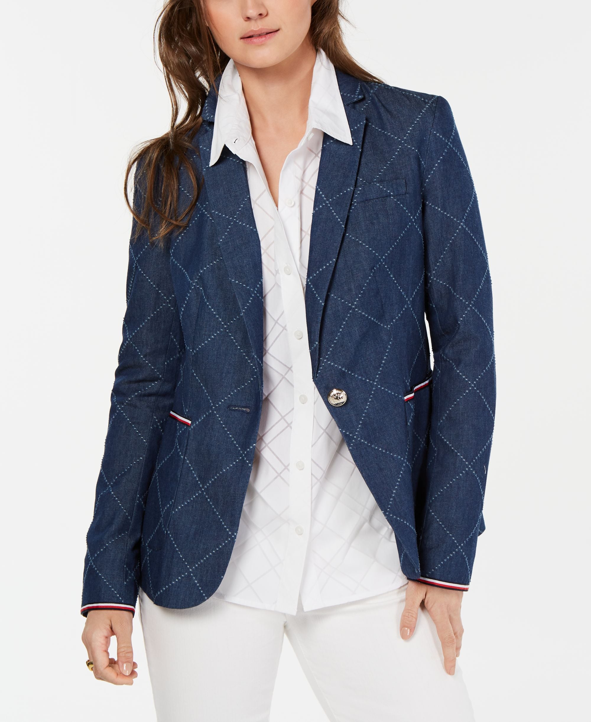 Tommy Hilfiger Cotton Diamond Print Blazer