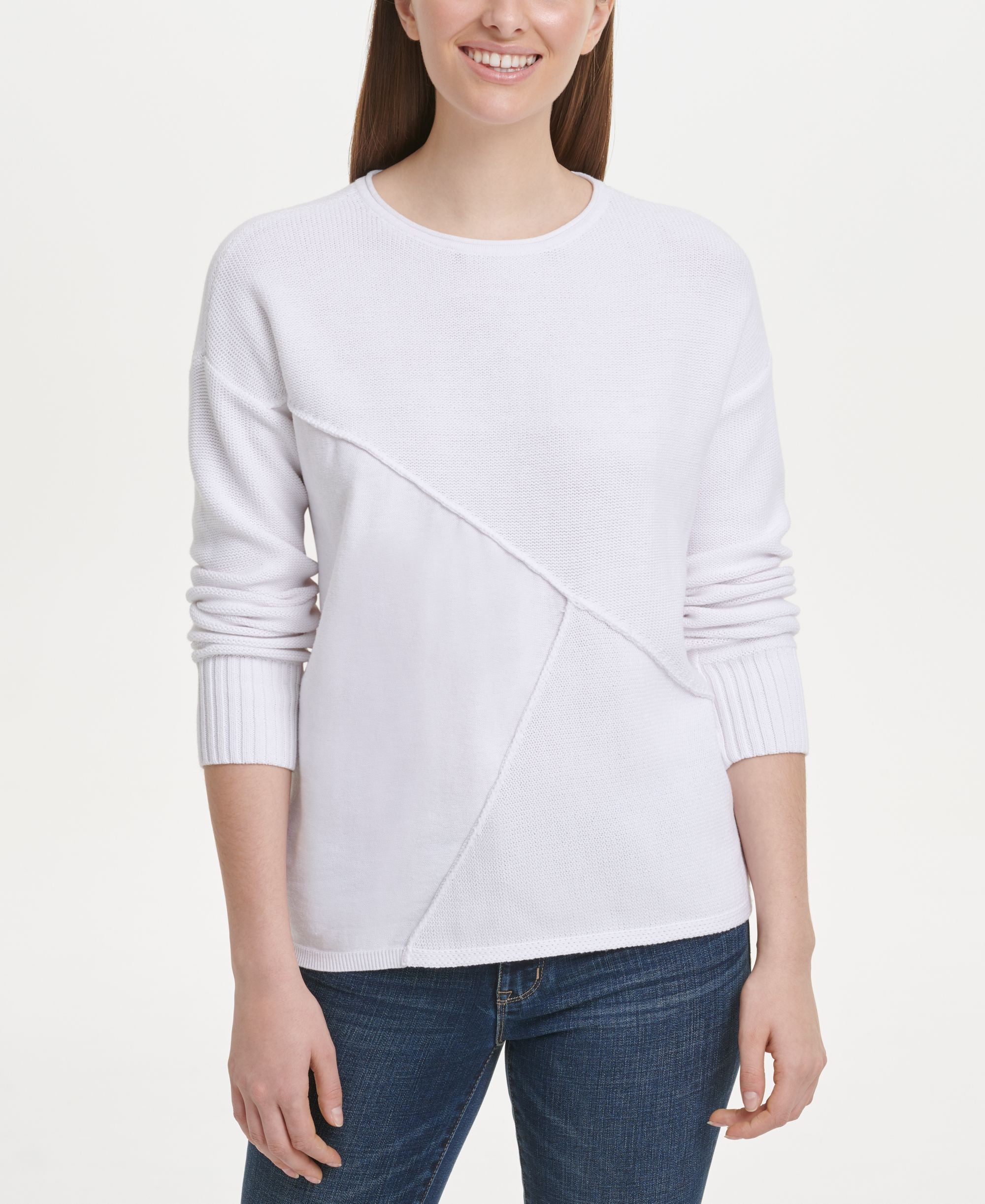 DKNY Pieced Mixed Media Sweater