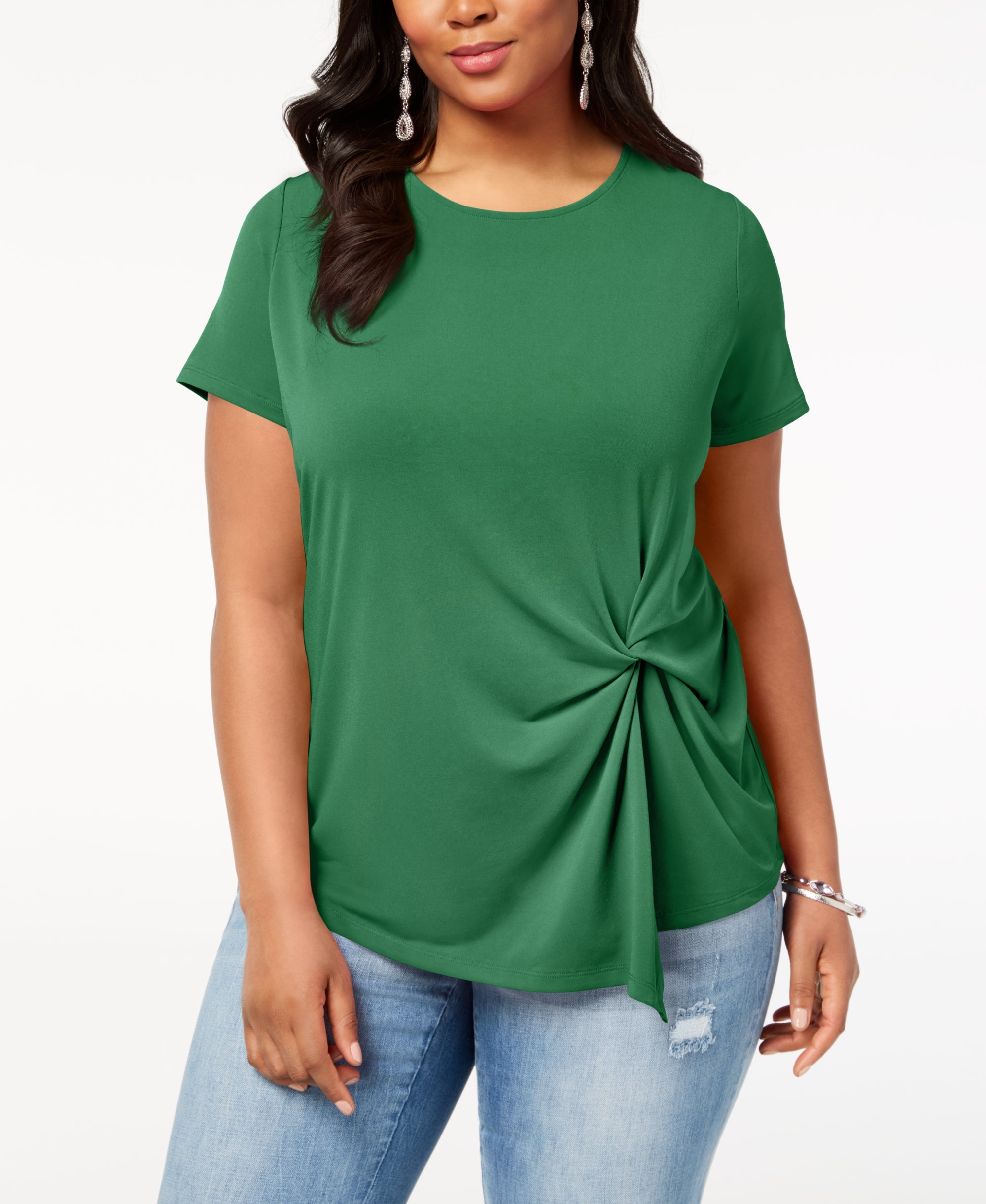 INC Plus Size Twisted Asymmetrical Top