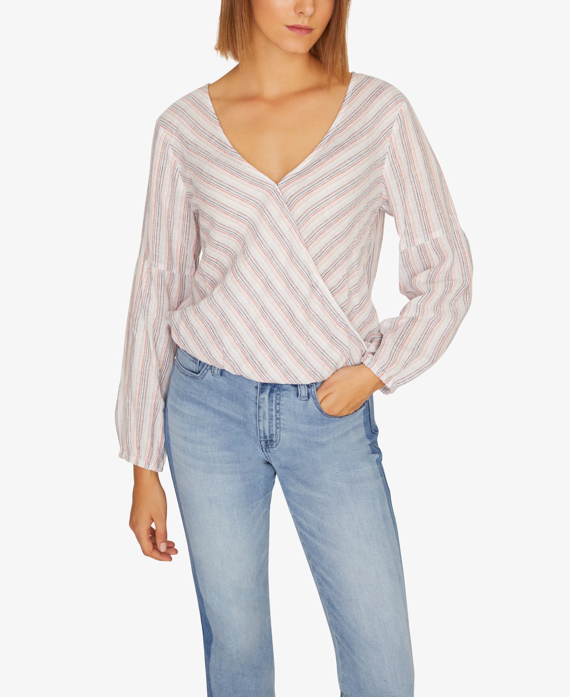 Sand Dune Striped Wrap Top