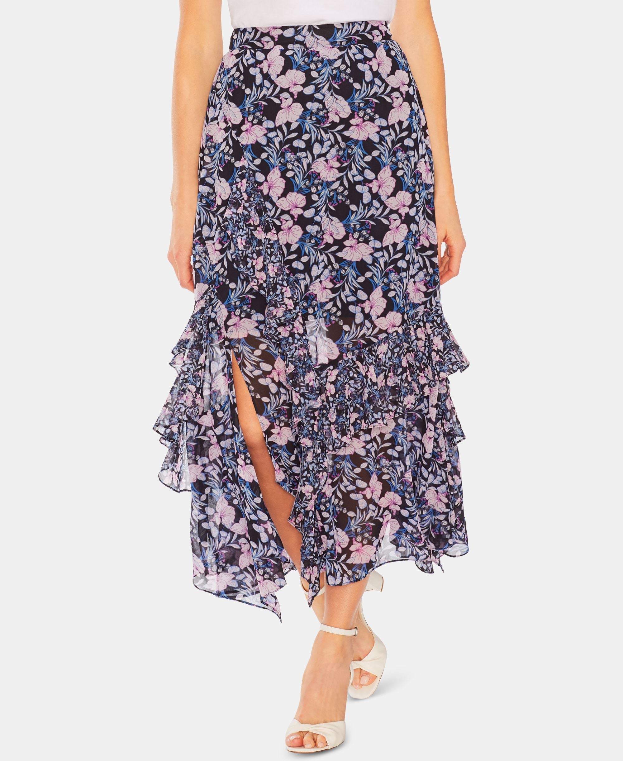 Vince Camuto Floral Print Ruffled Skirt