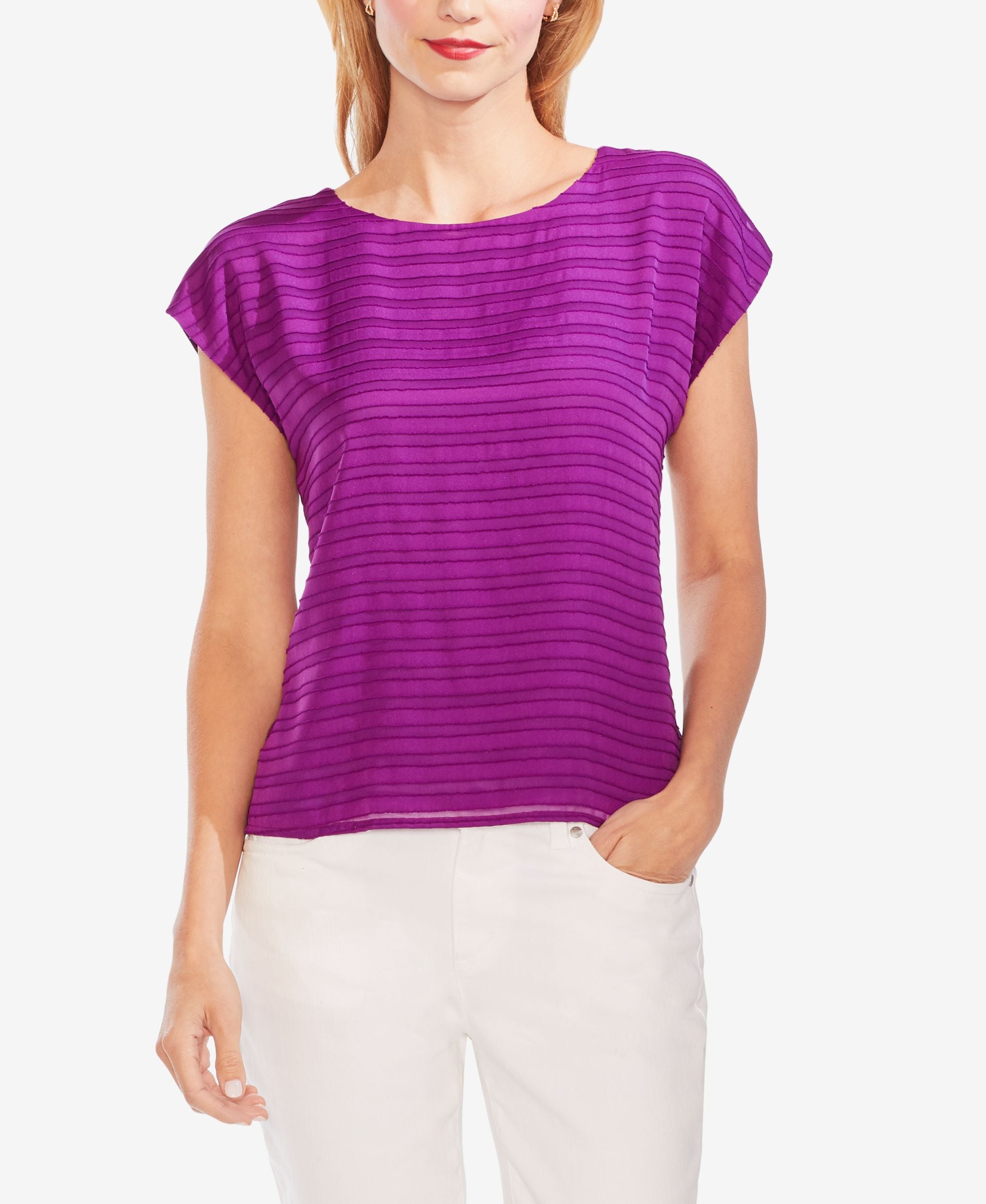 Vince Camuto Illusion Stripe Cap Sleeve Top