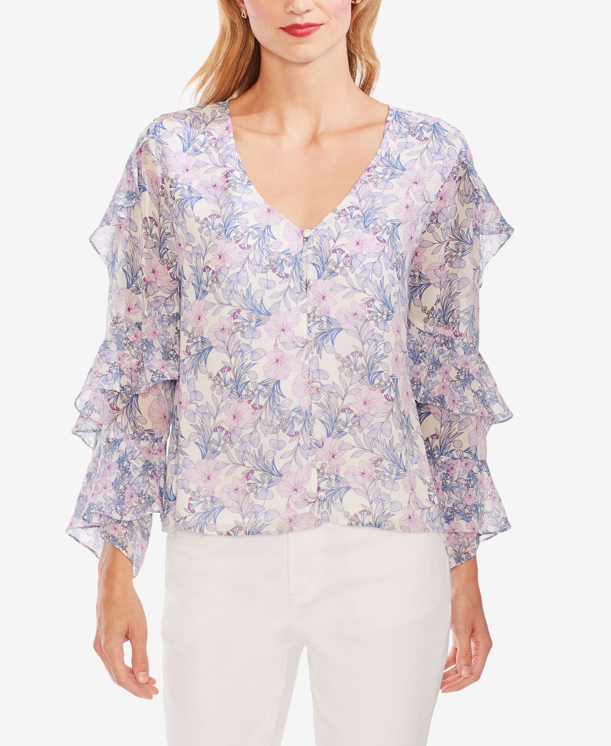 Vince Camuto Tiered Ruffle Sleeve Top