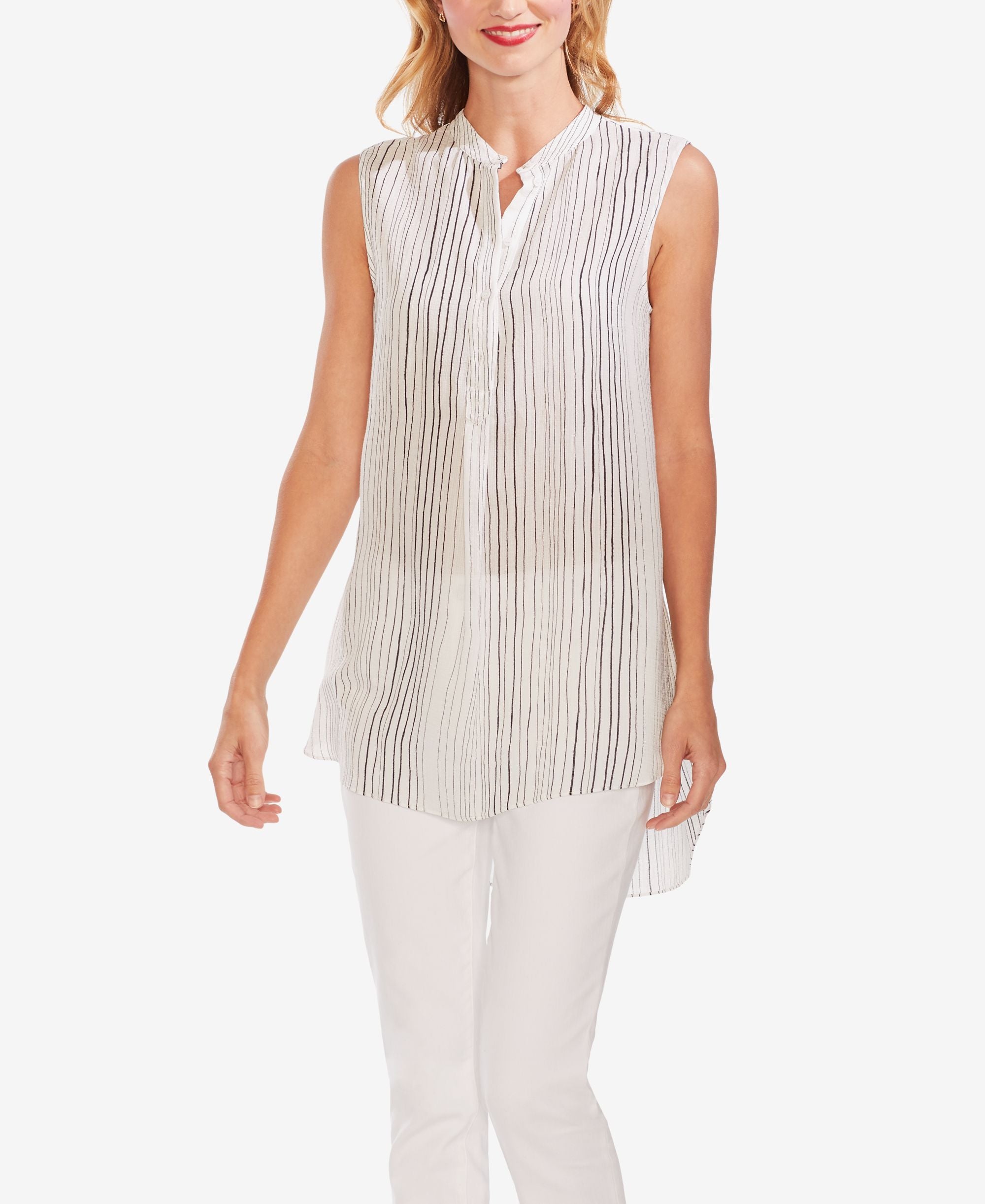 Vince Camuto Delicate Strands Striped High Low Tunic
