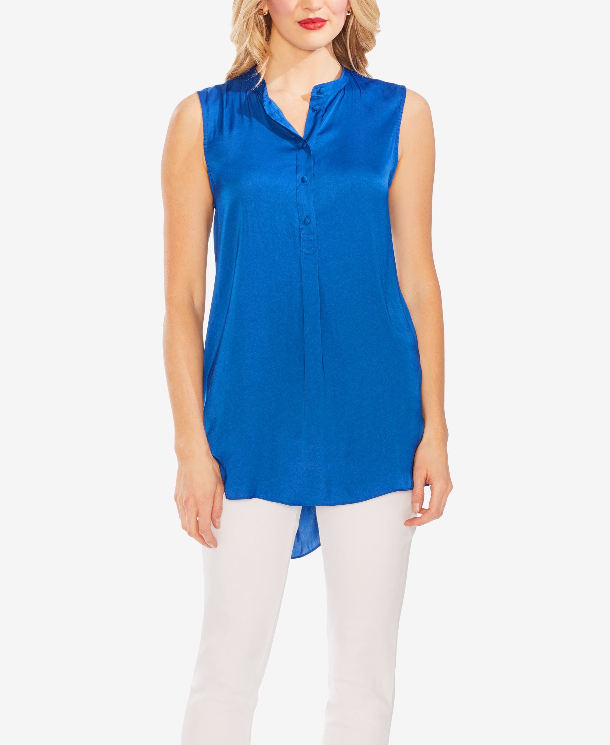 Vince Camuto Henley Sleeveless High Low Tunic
