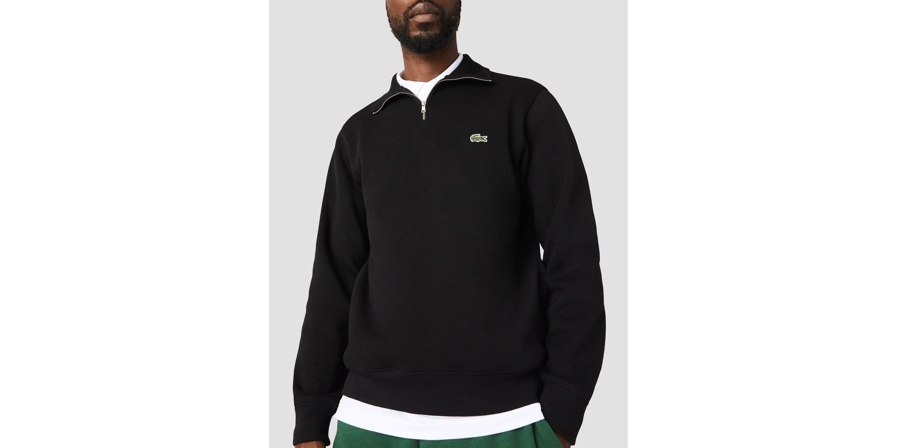 Men's Solid Quarter-Zip Interlock Ribbed Sweatshirt