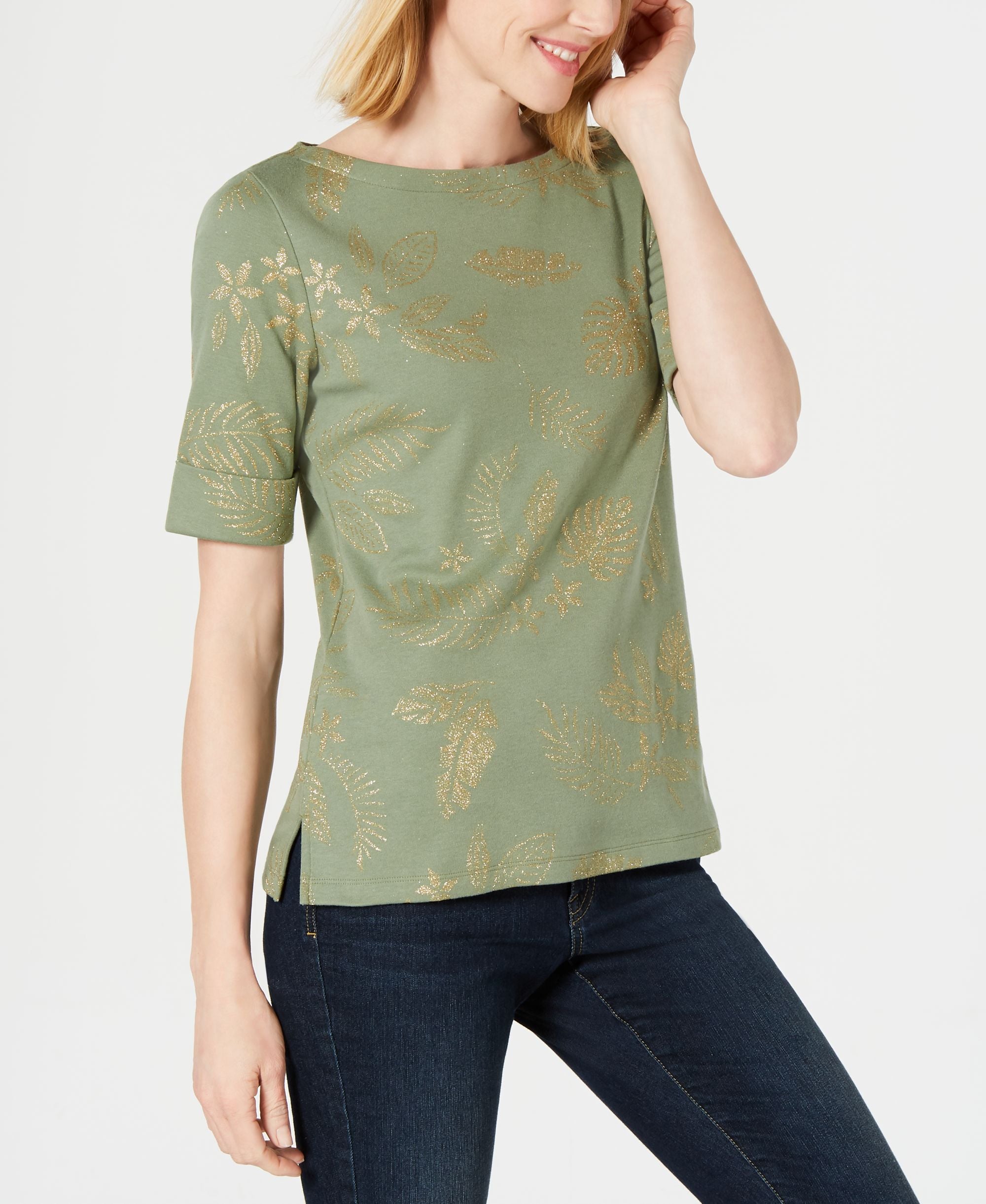 Karen Scott Majestic Metallic Print Top