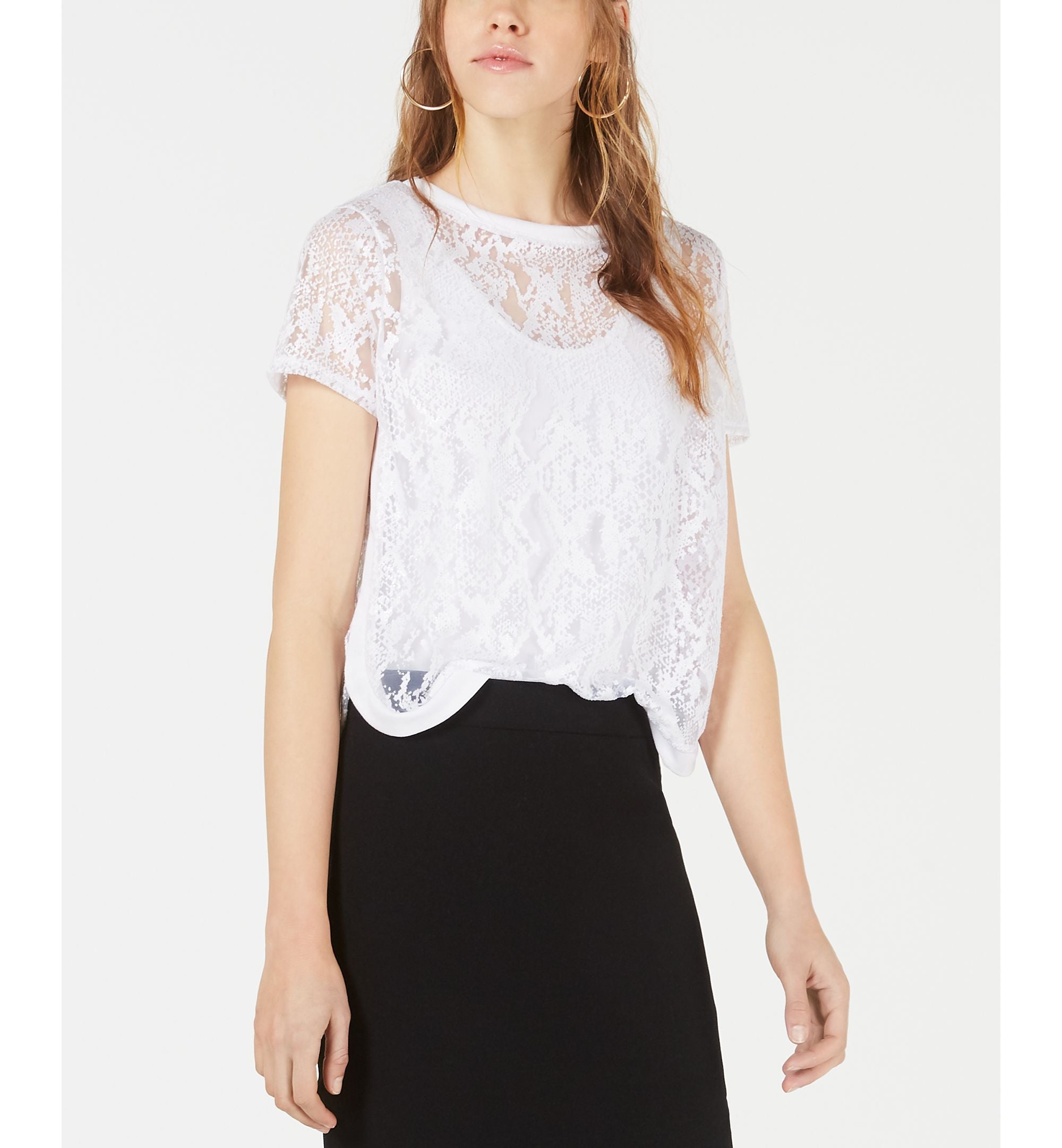 Bar III Sheer Burnout Mesh Top