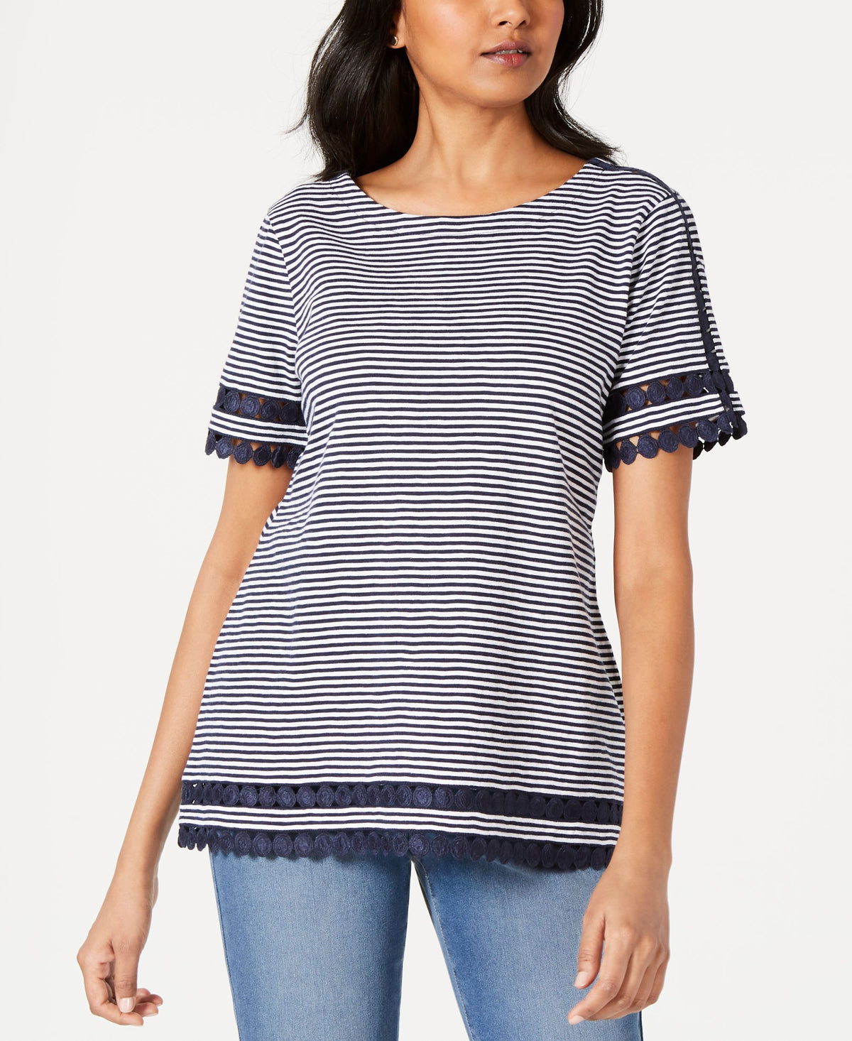 Petite Cotton Circle-Trim Top