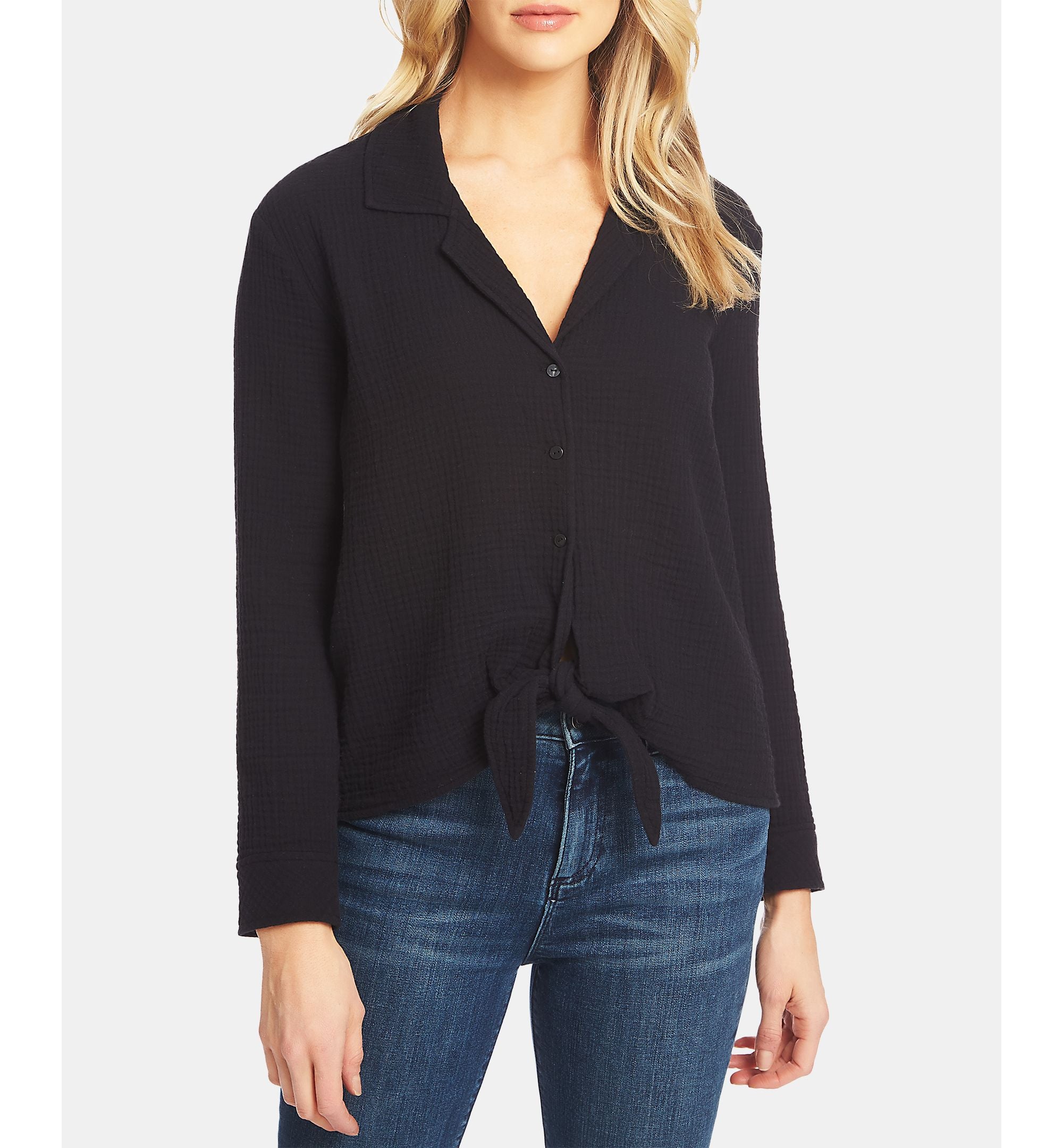 1.State Button Up Tie Front Shirt