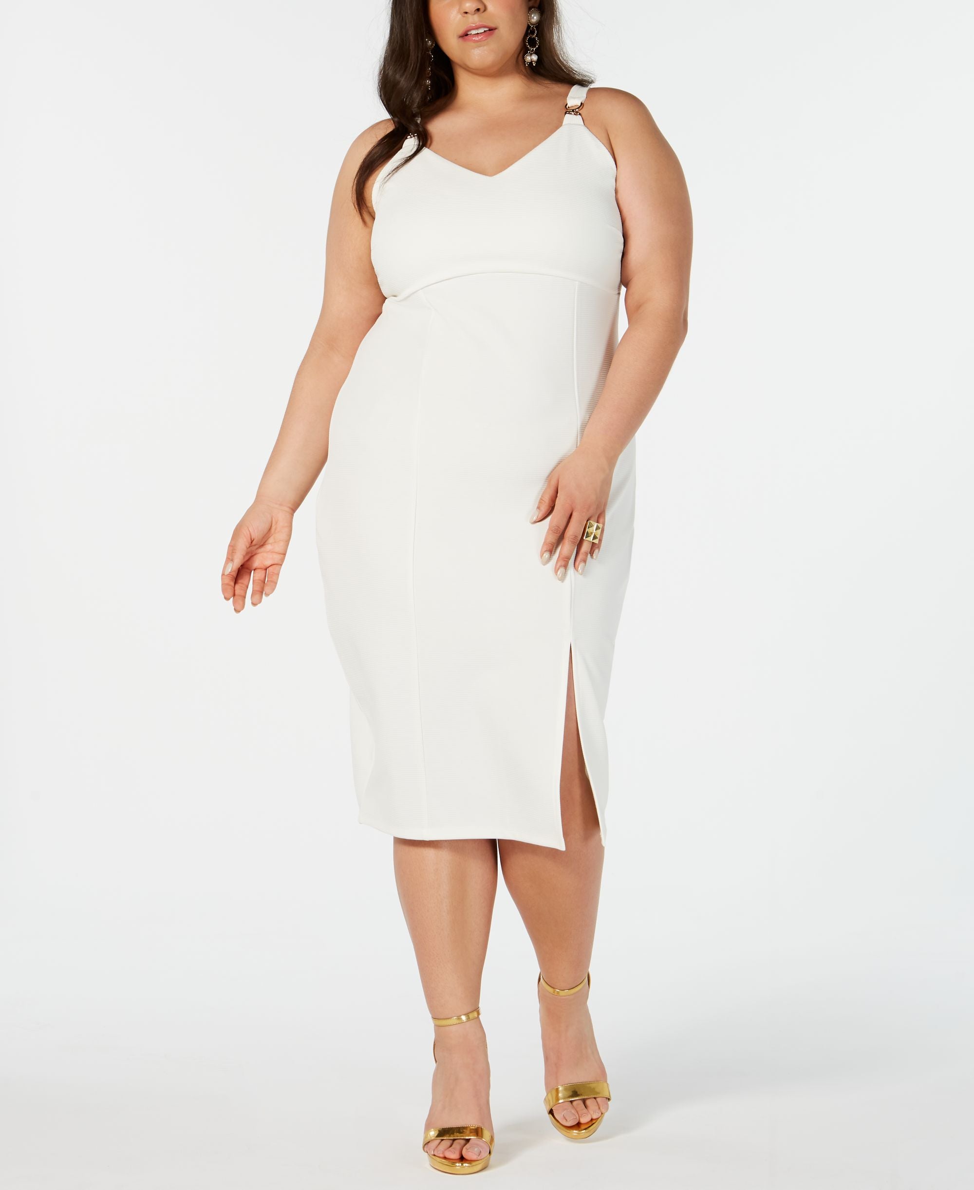 Almost Famous Juniors Plus Size Slit Front Sheath Dress