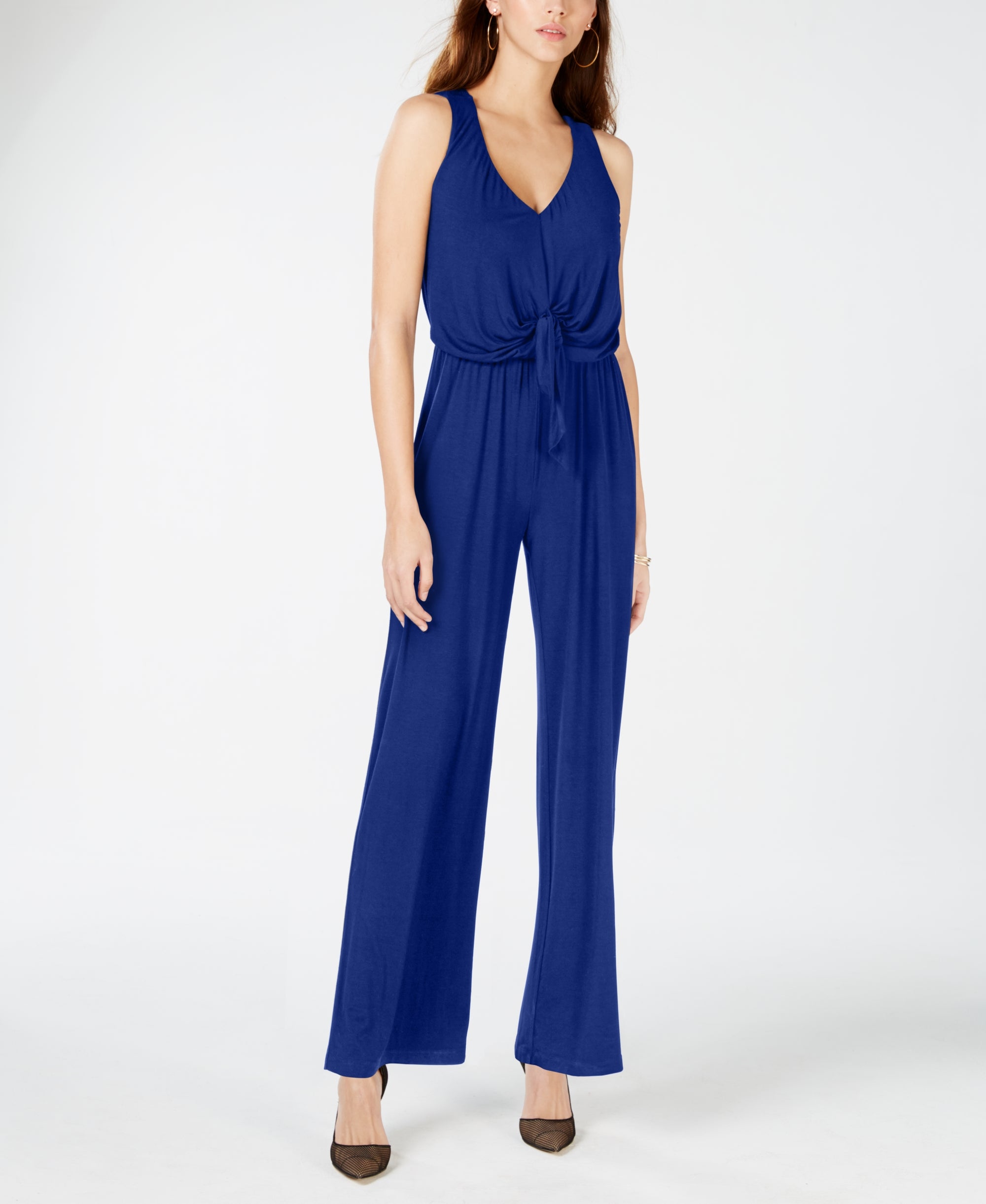 INC Sleeveless Tie-Waist Jumpsuit