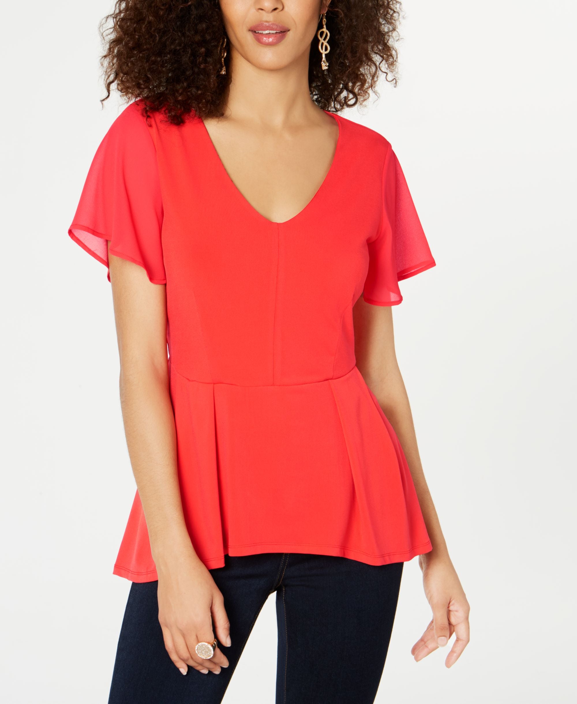 Thalia Sodi Chiffon Peplum Hem Top