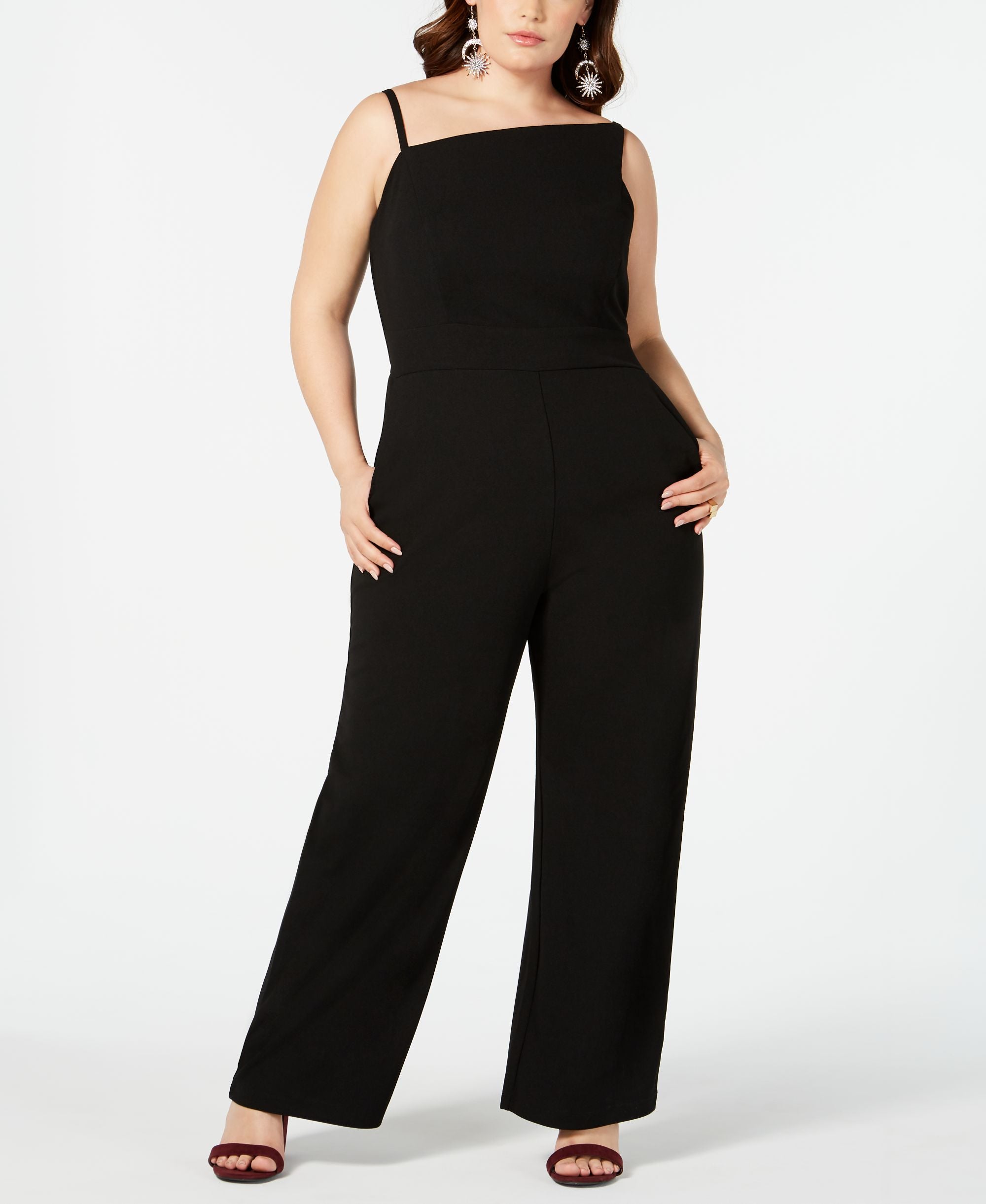 Trendy Plus Size Asymmetrical-Neckline Jumpsuit