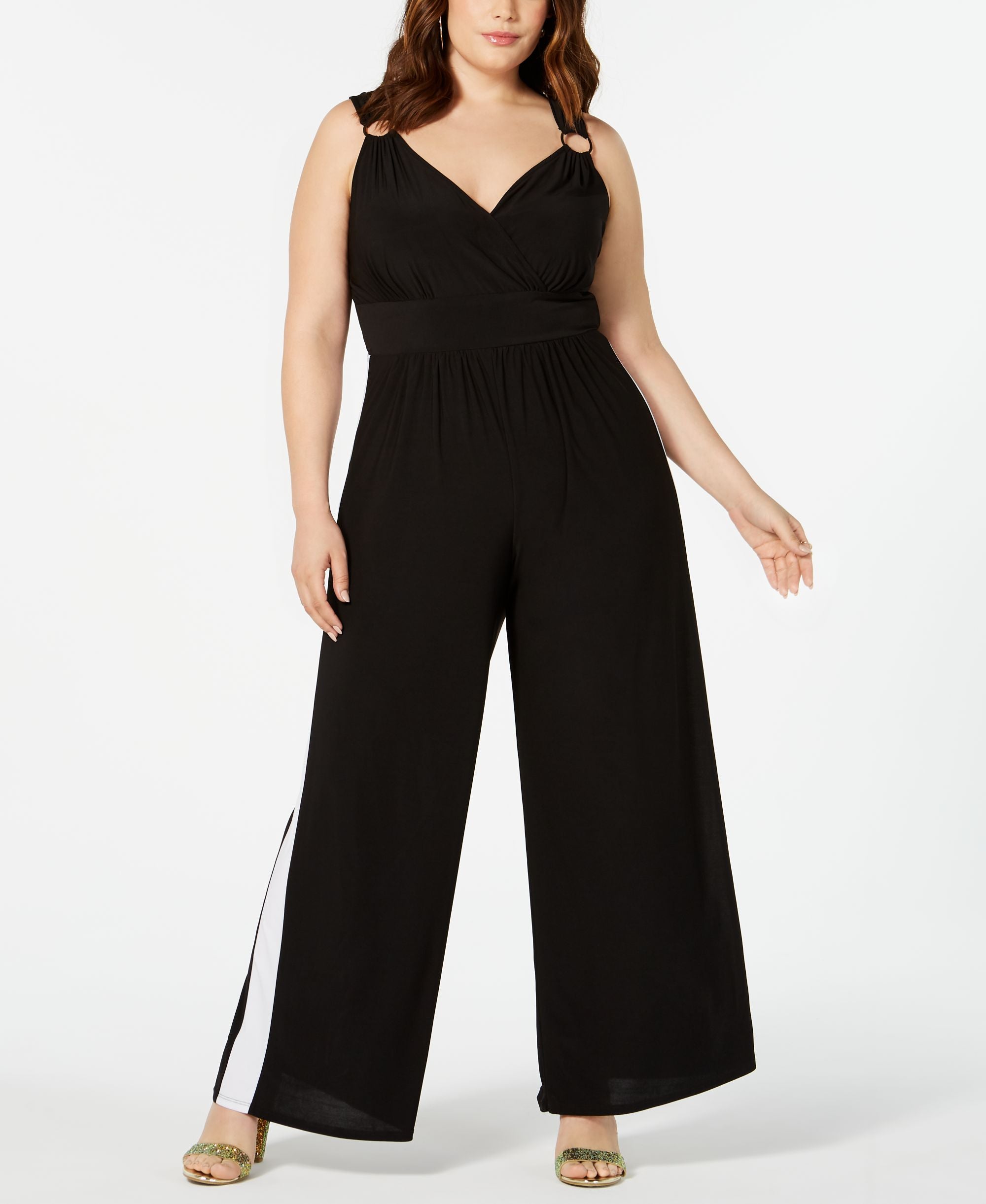 Love Squared Trendy Plus Size Side Stripe Jumpsuit