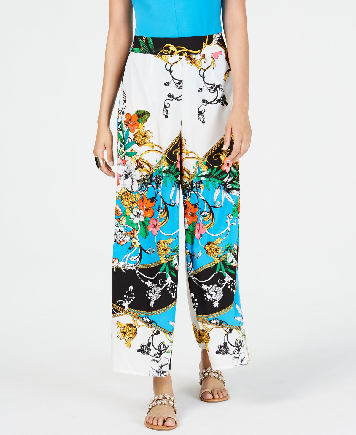 Printed Wide-Leg Pants