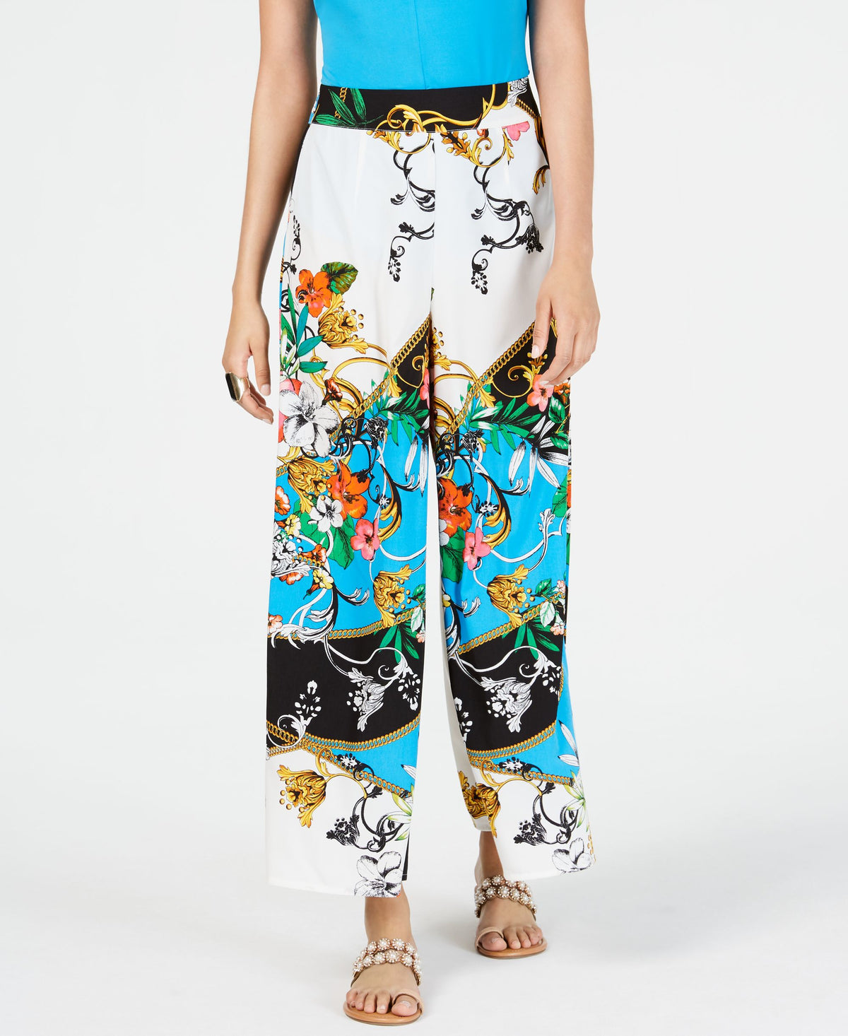 Printed Wide-Leg Pants