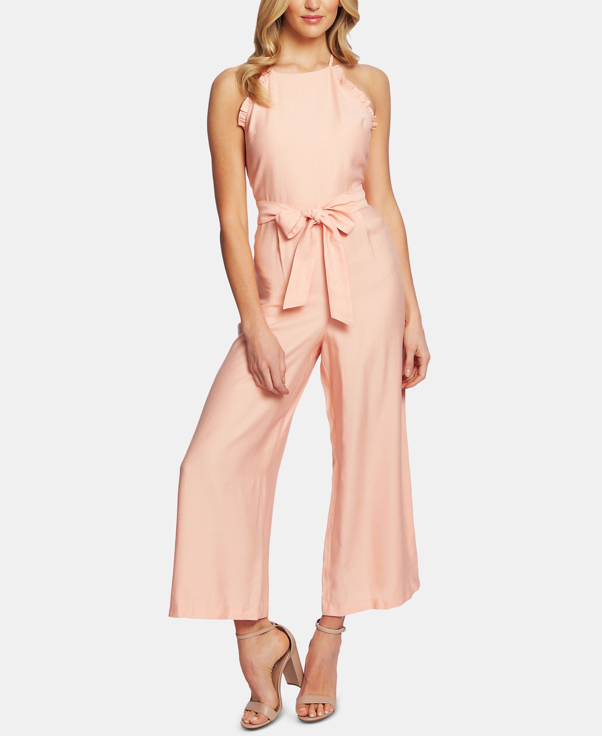Cece Ruffled Tie Front Jumpsuit