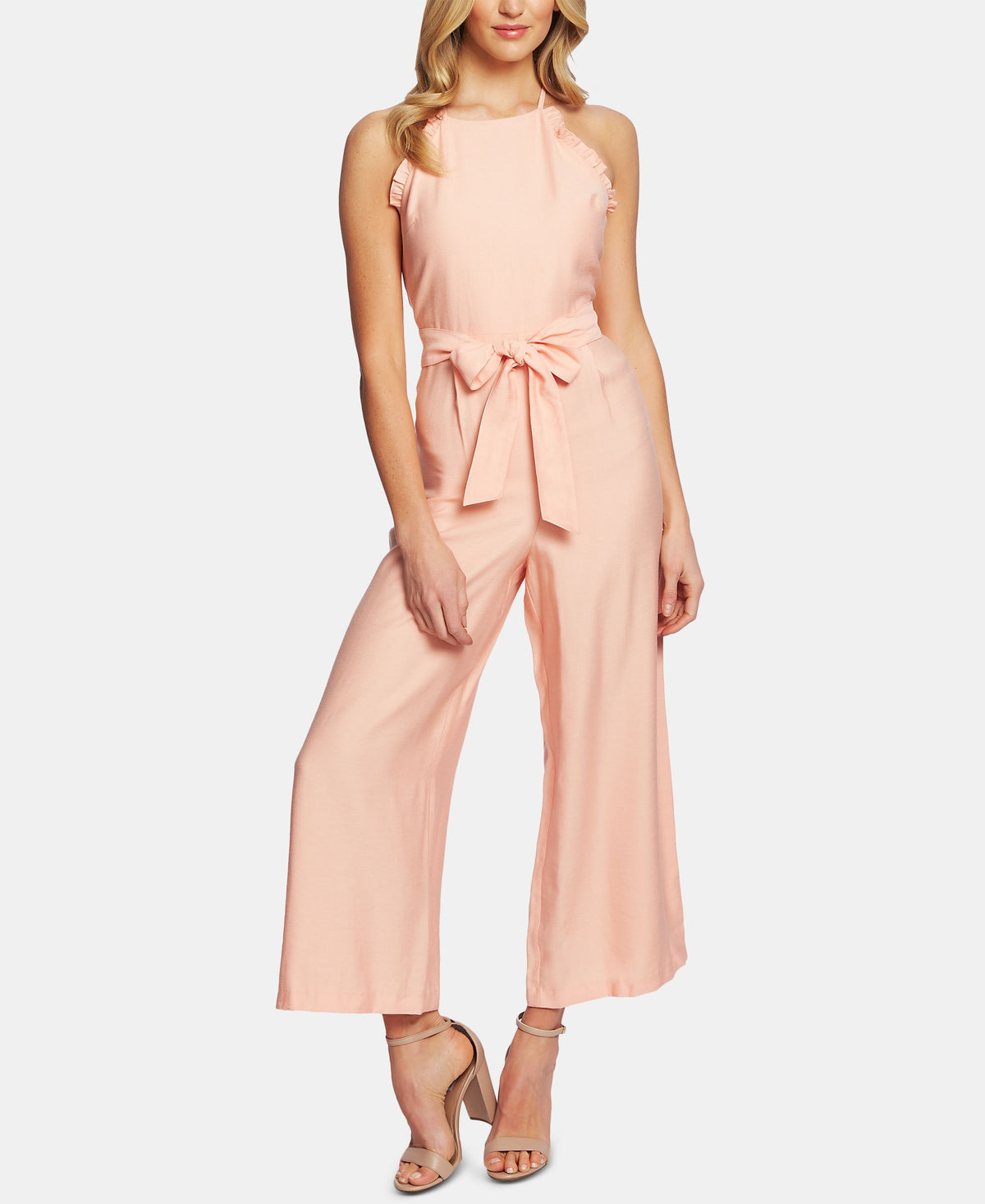 Cece Ruffled Tie Front Jumpsuit