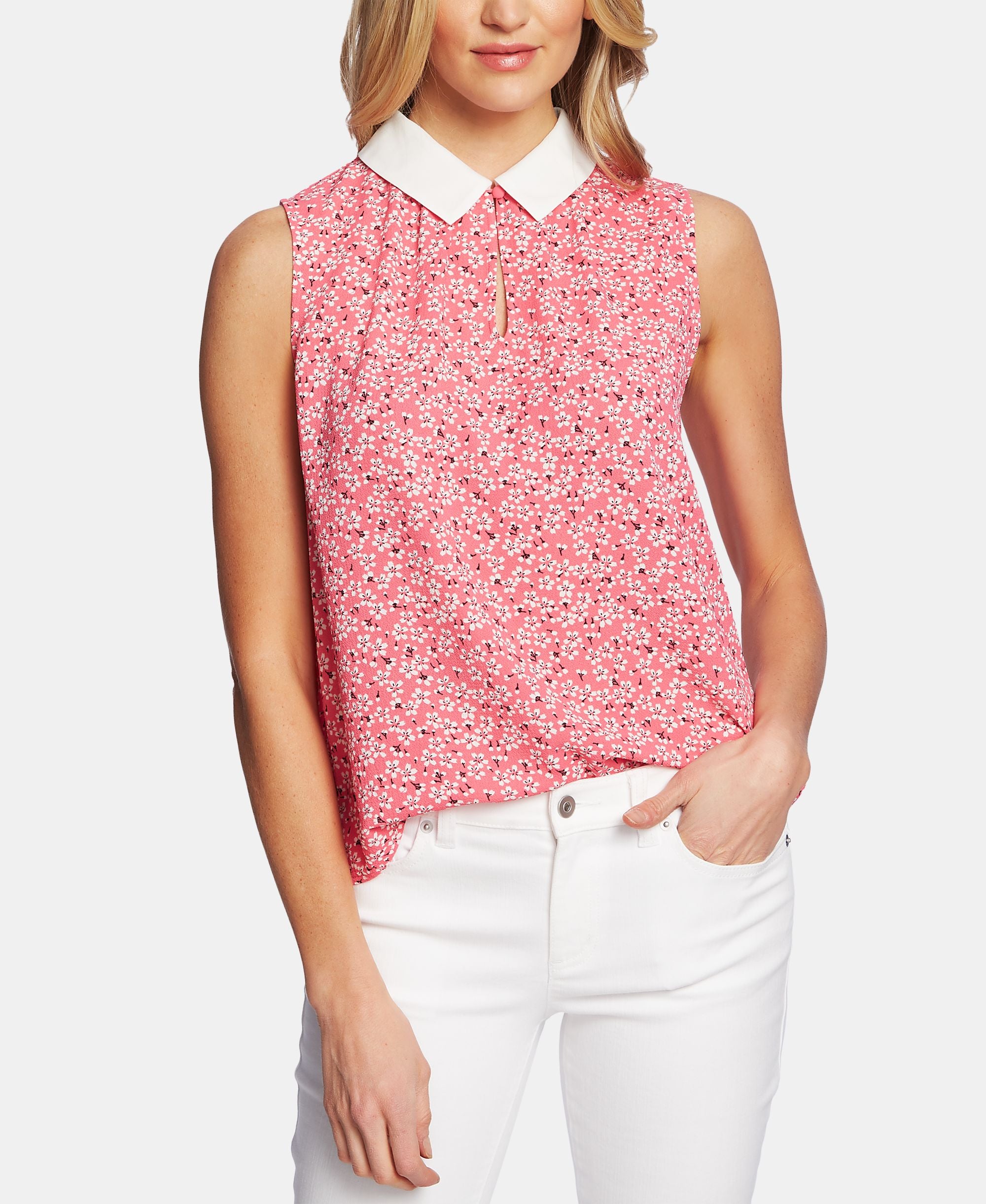 Cece Sakura Delight Peter Pan Collar Top