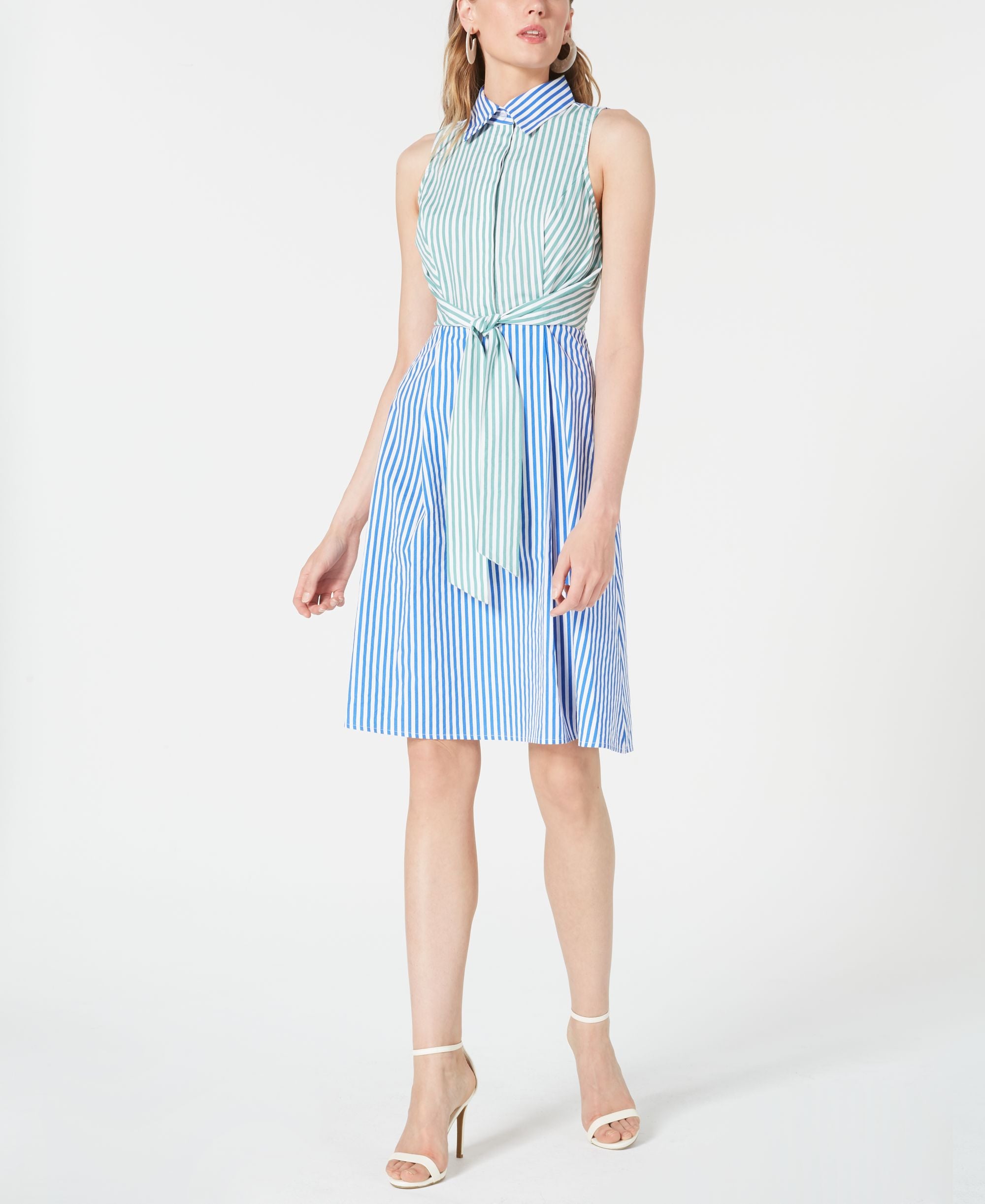 Cotton Colorblocked Shirtdress