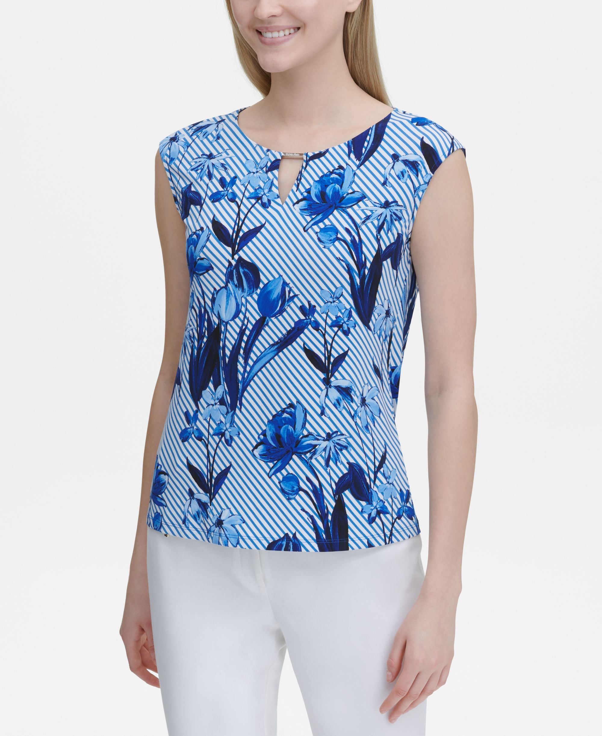 Calvin Klein Printed Keyhole Top