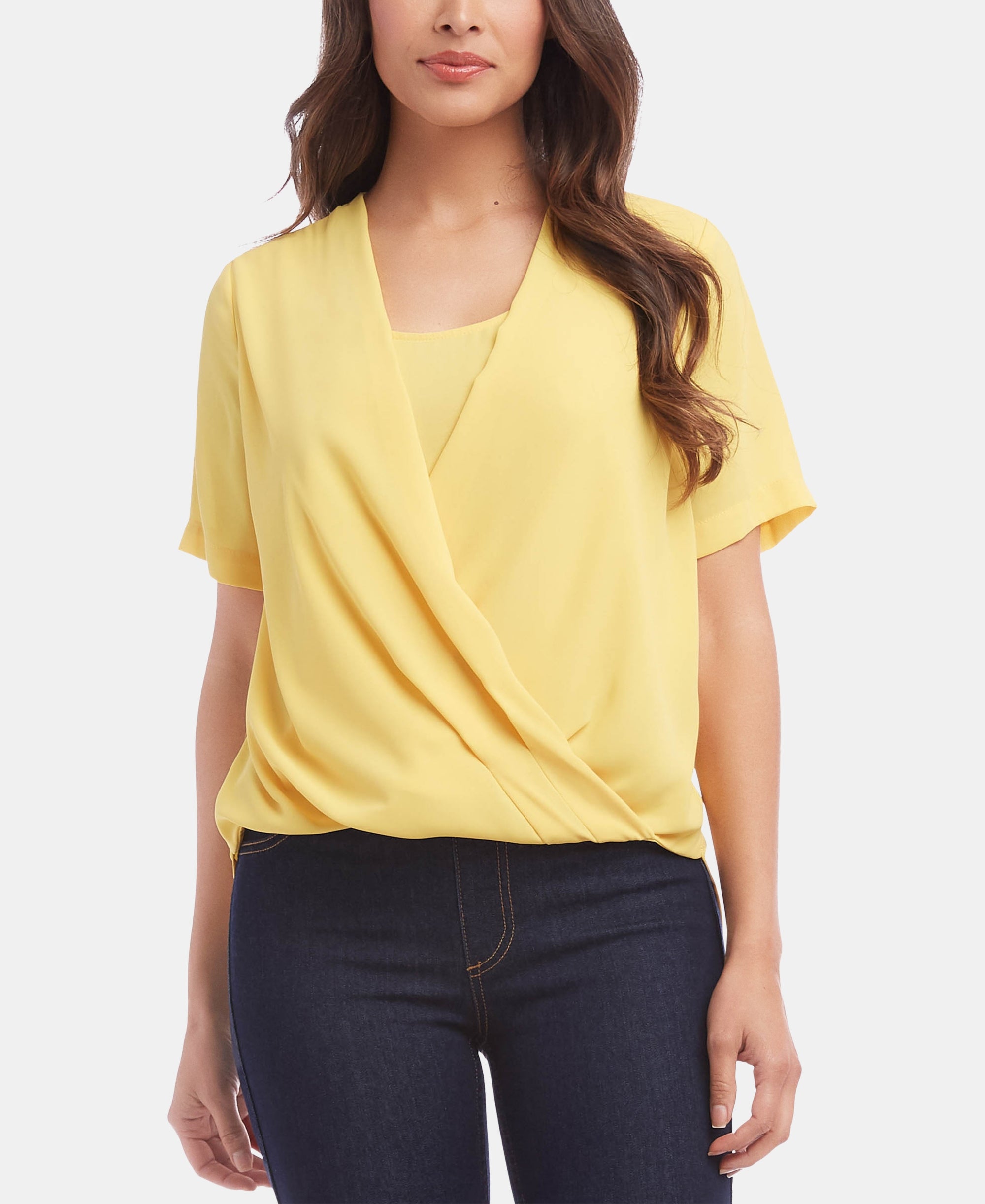 Faux-Wrap Crepe Top