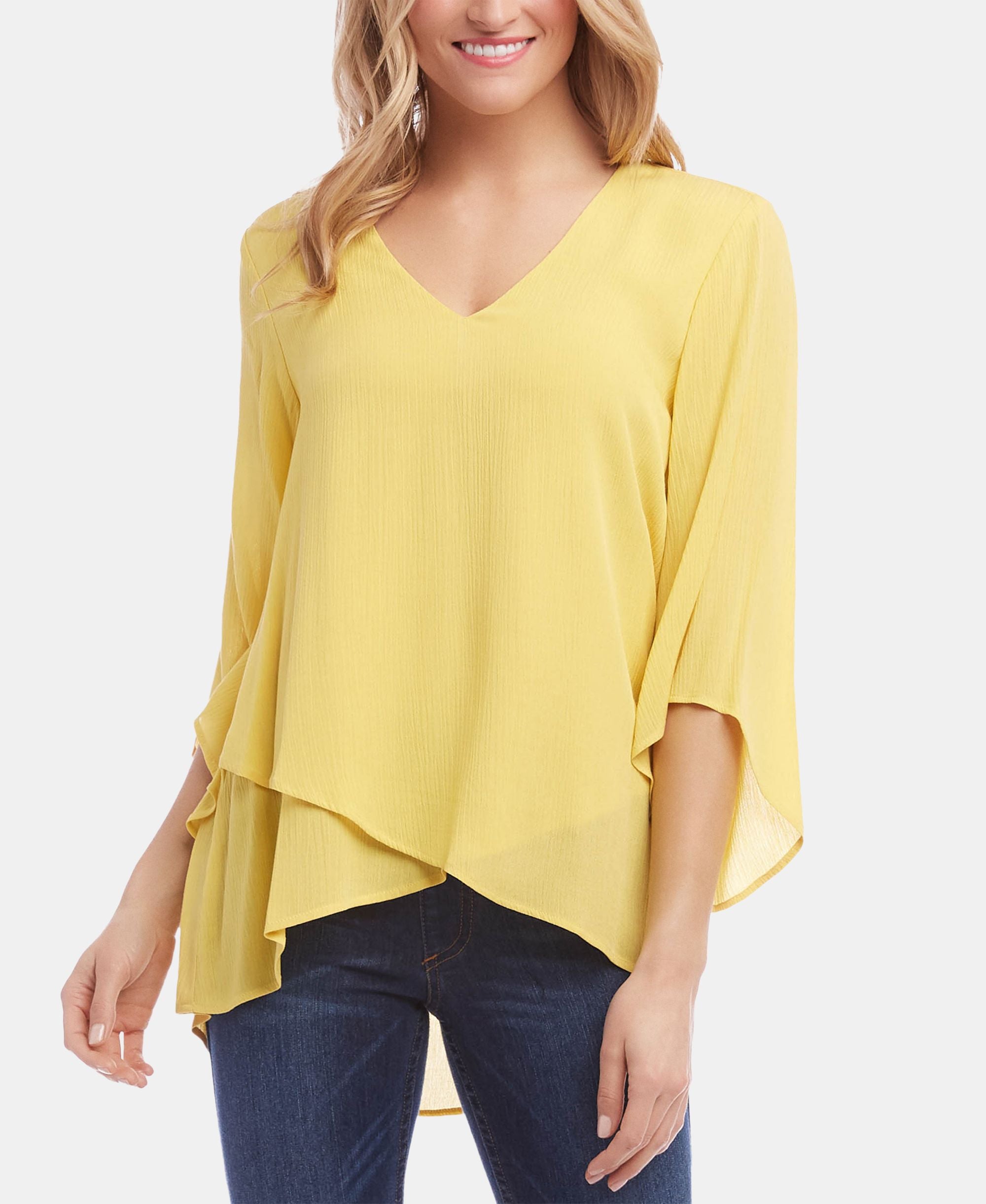 Karen Kane Gauze Asymmetrical Hem Top