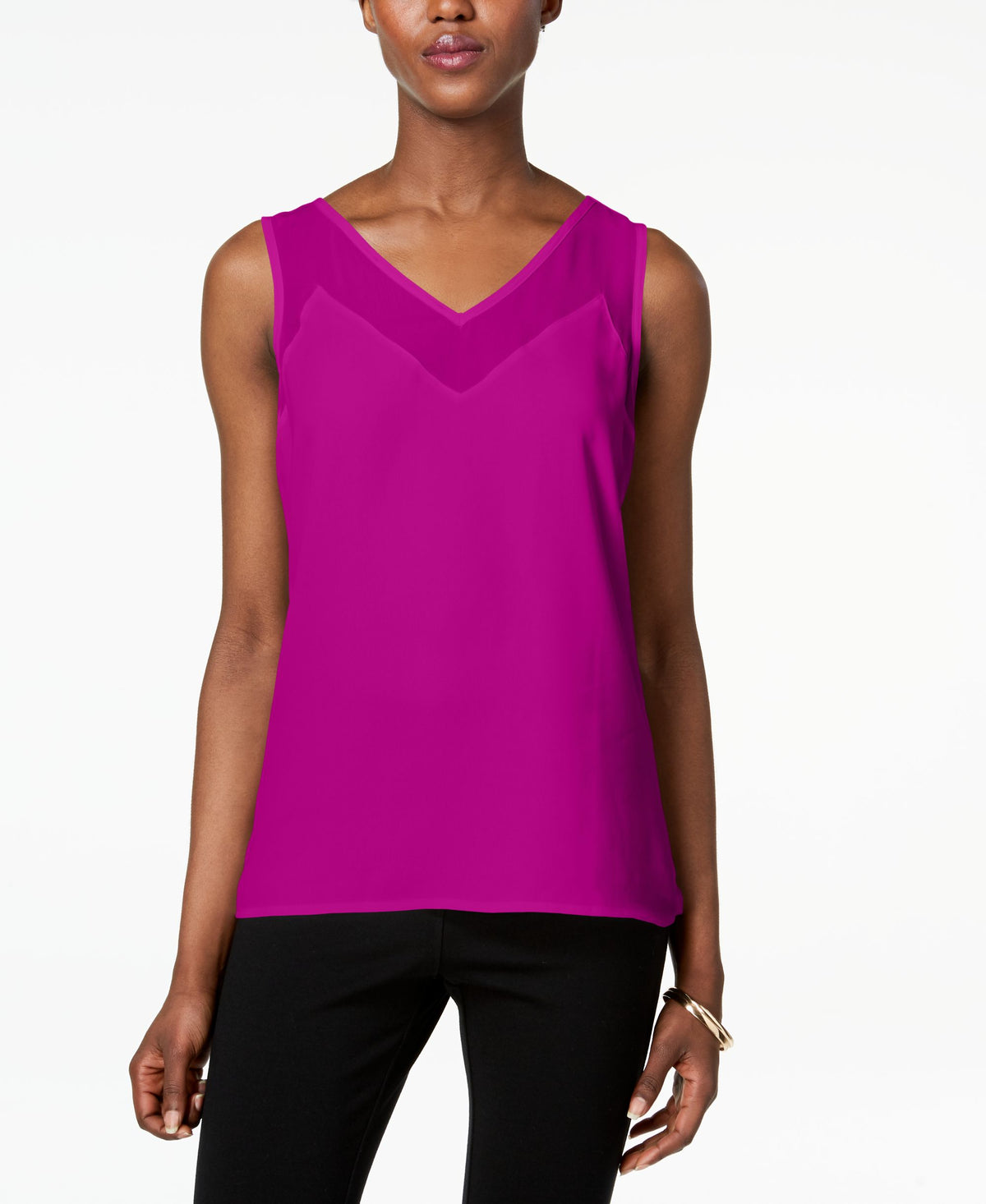 Petite Illusion Trim Tank Top
