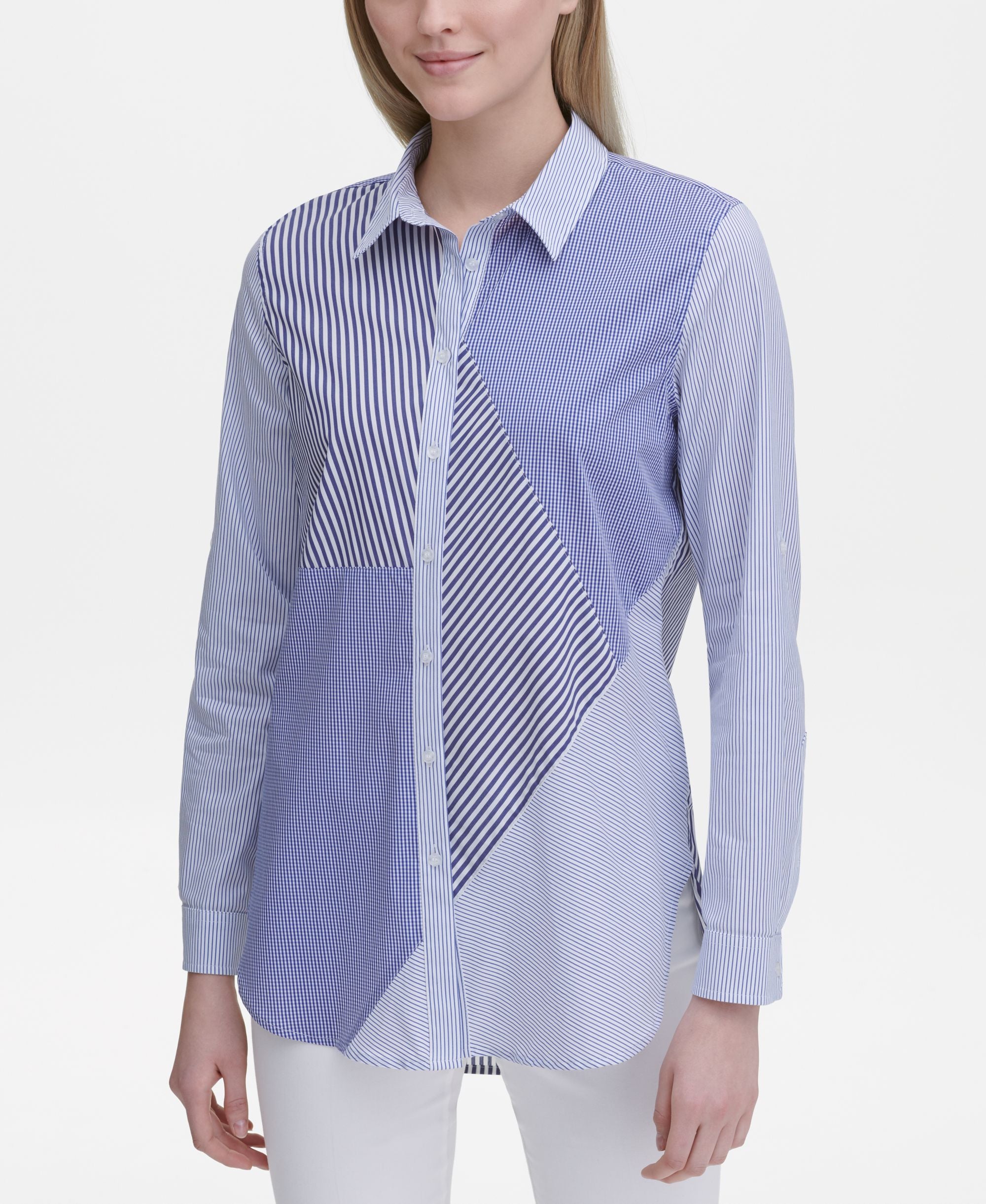 Calvin Klein Mixed Stripe Boyfriend Button Up Shirt