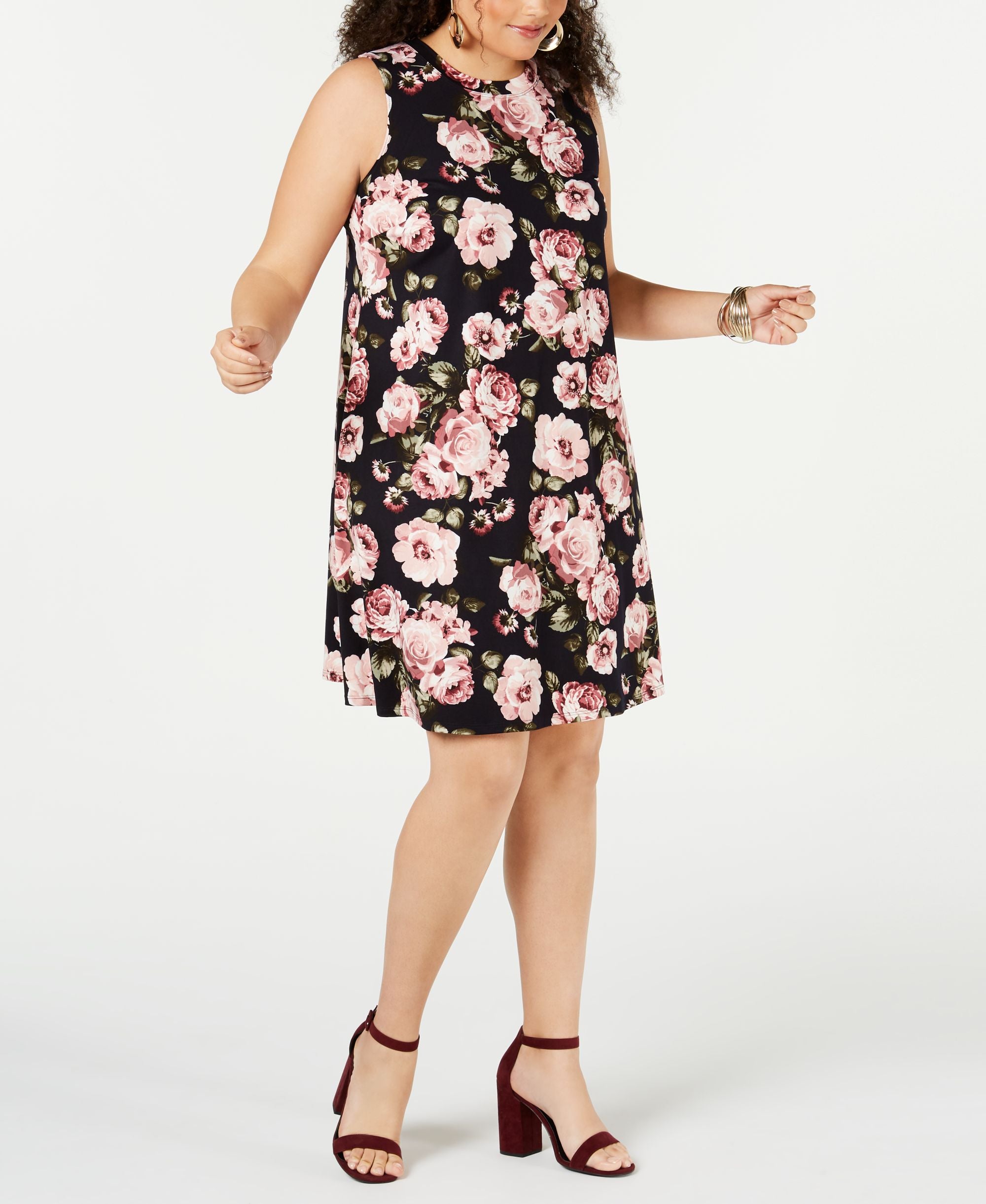 Bcx Plus Size Trendy Plus Size Sleeveless Floral Knit Dress