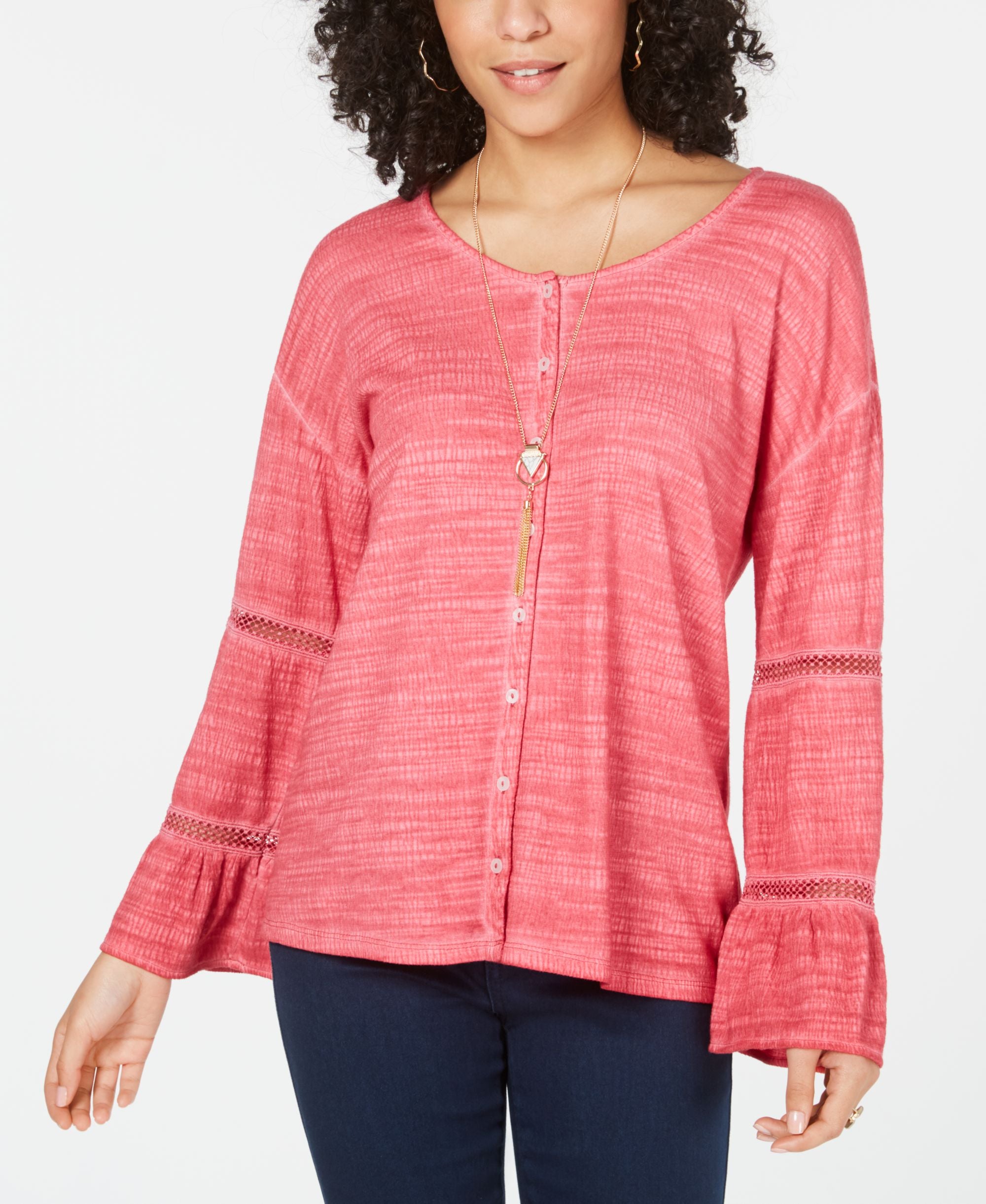 Tiered Sleeve Button-Up Top