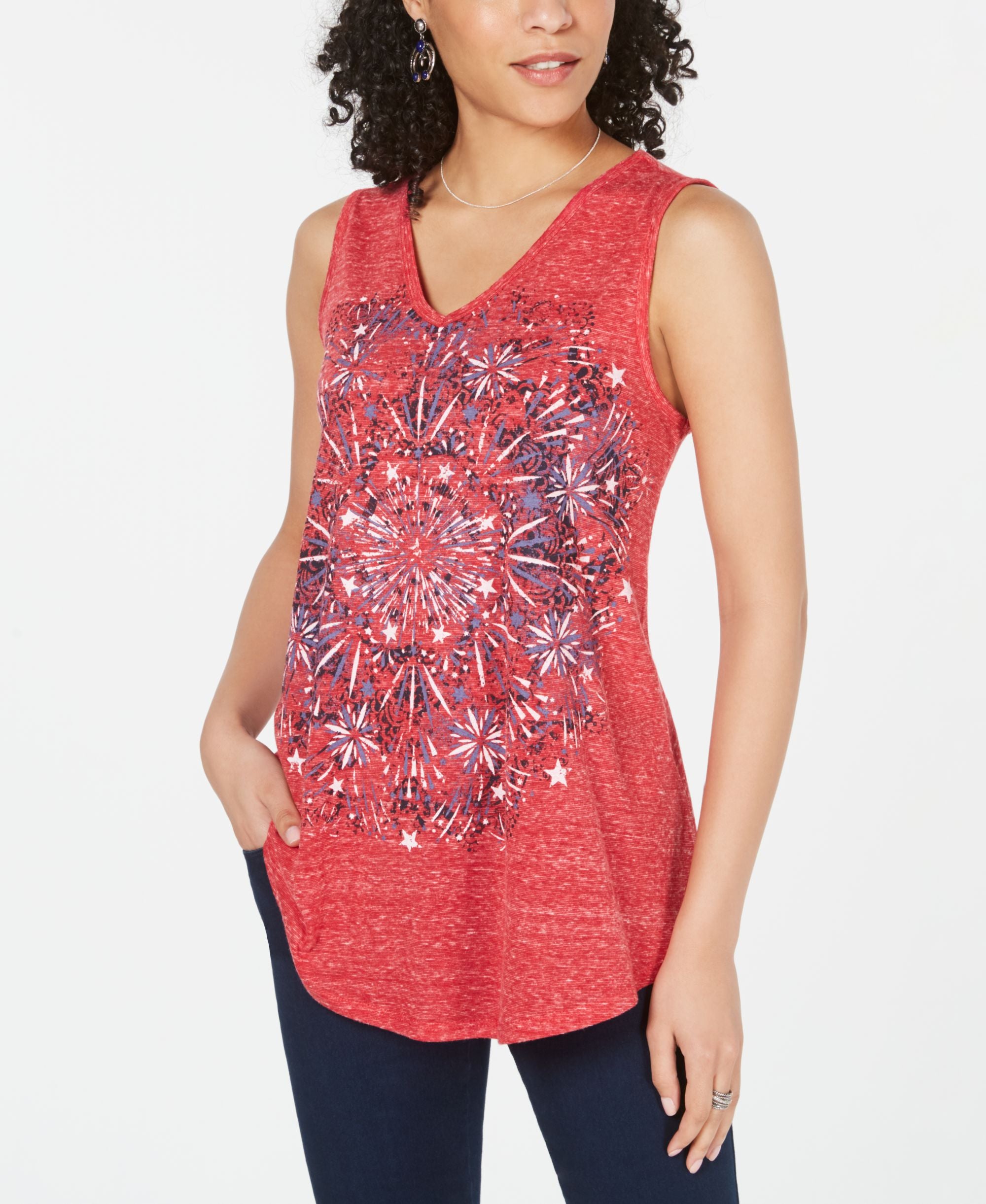 Petite Firework Graphic-Print Tank Top
