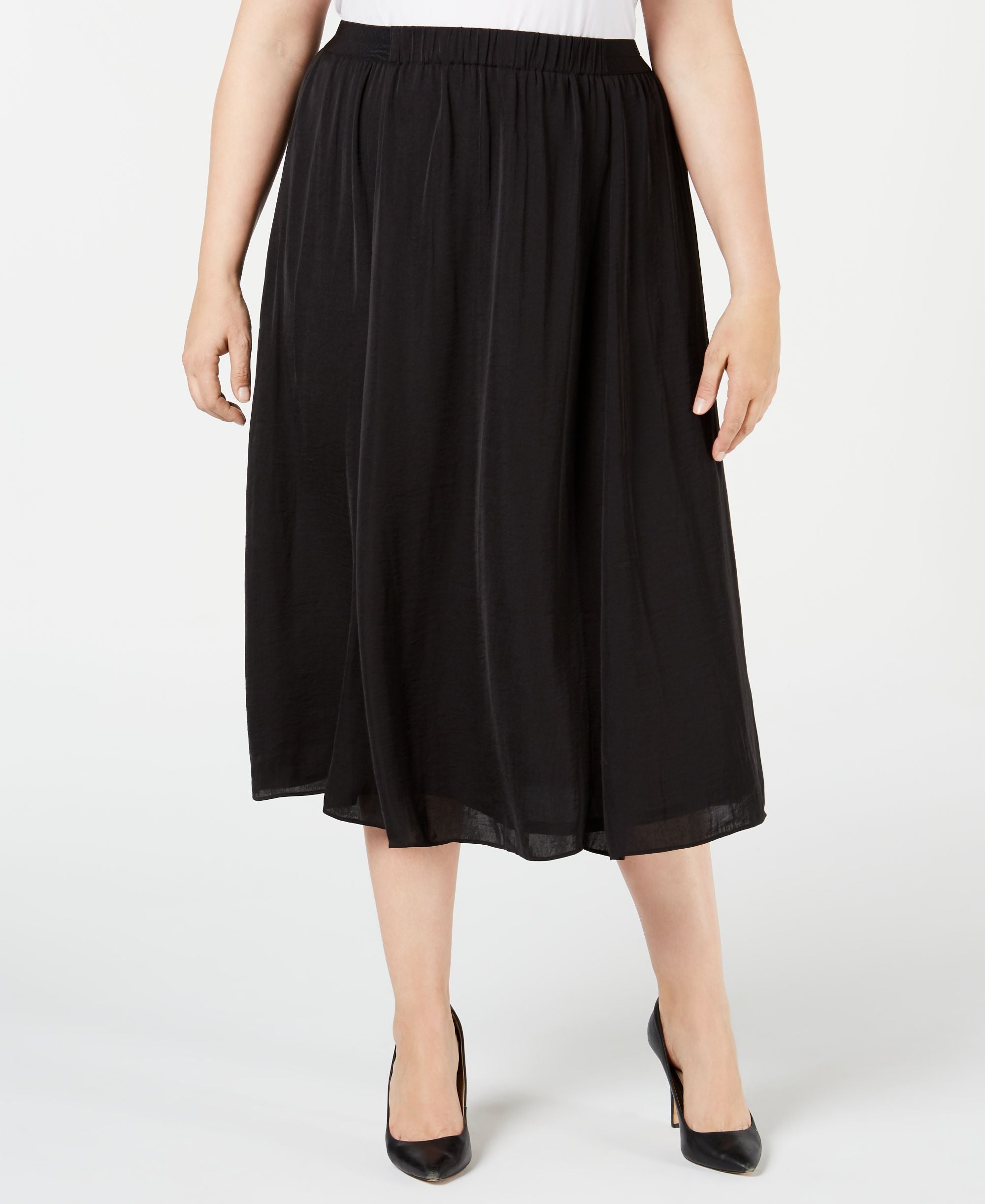 Alfani Plus Size Washed Satin A Line Skirt