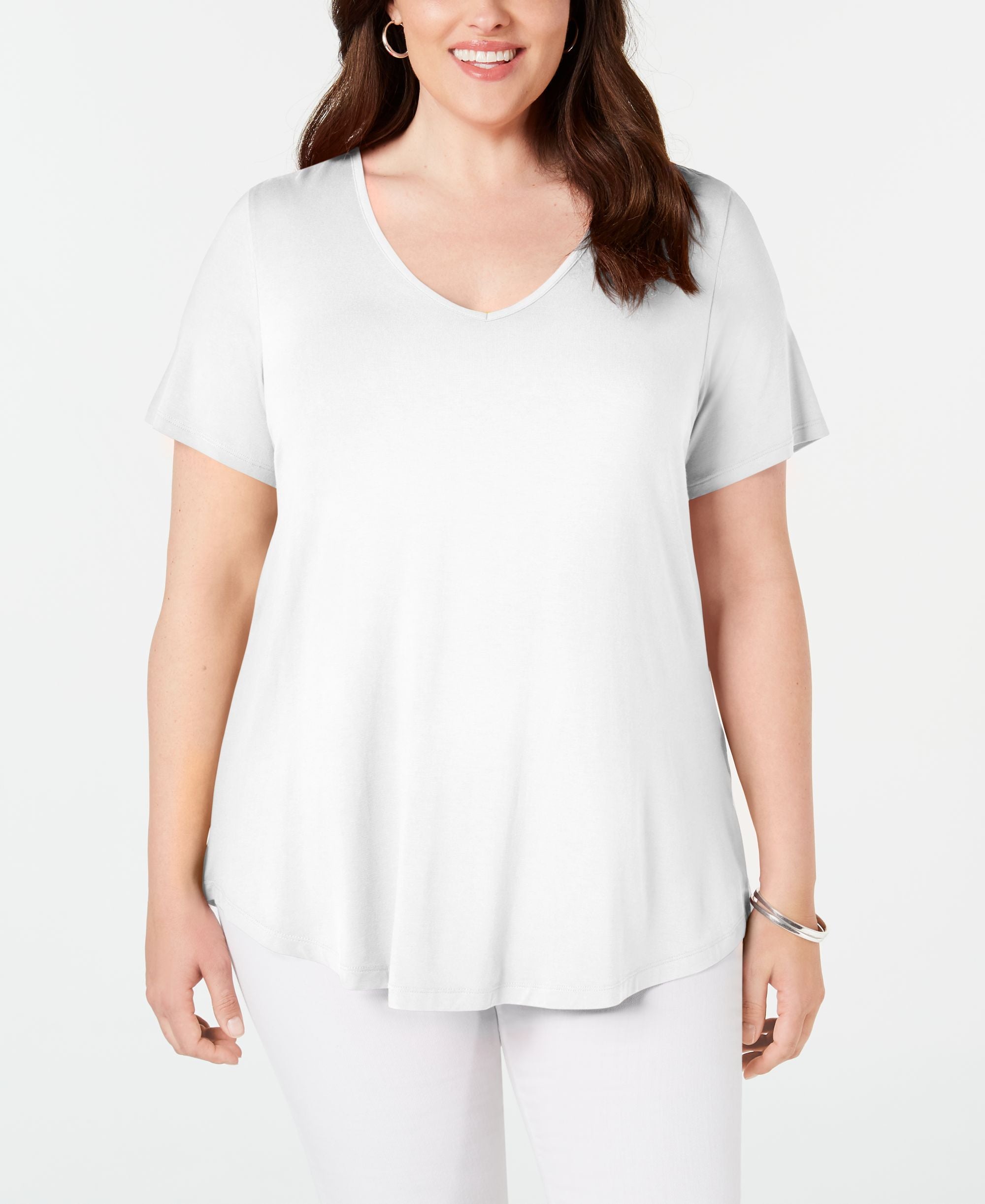 JM Collection Plus Size Crisscross Back V Neck Top