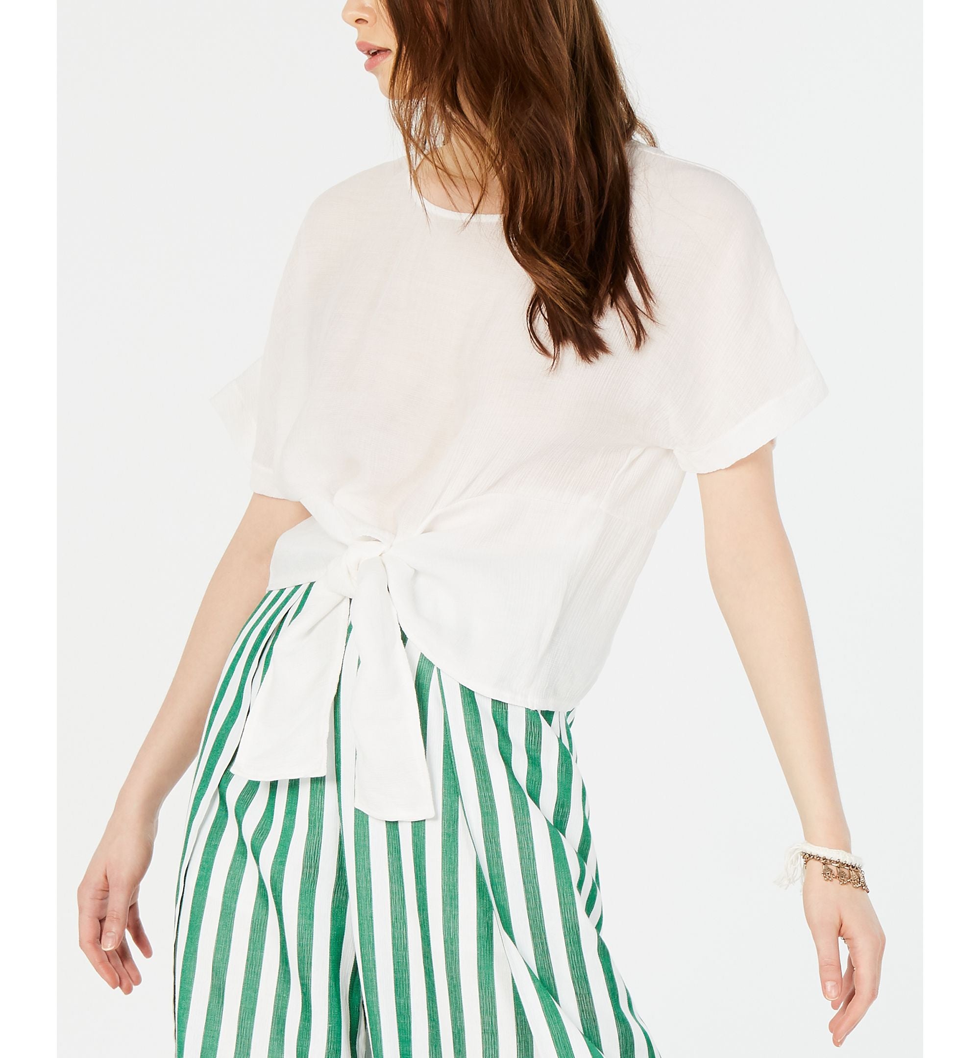 Lucy Paris Rowan Crew Neck Tie Front Top