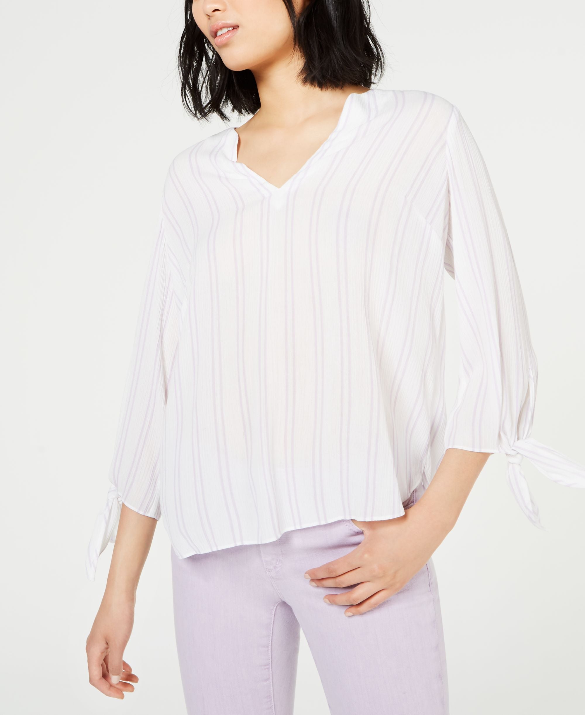 Michael Michael Kors Double Stripe Tie Sleeve Top