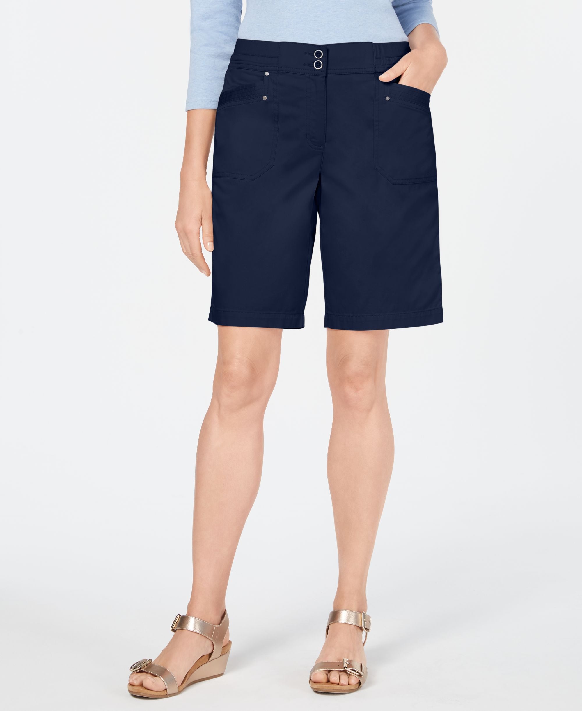 Knit-Waistband Bermuda Shorts