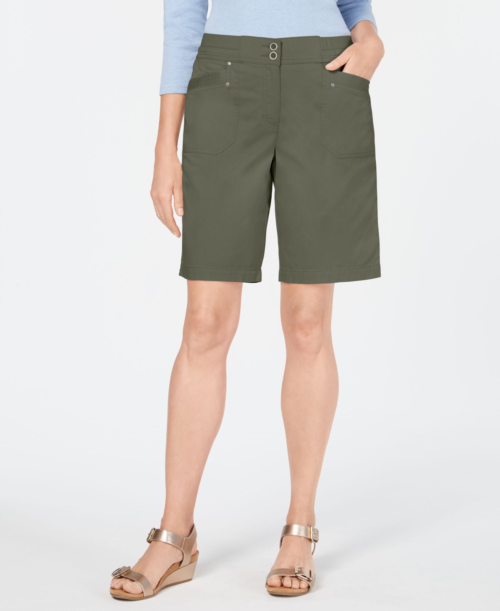 Knit-Waistband Bermuda Shorts