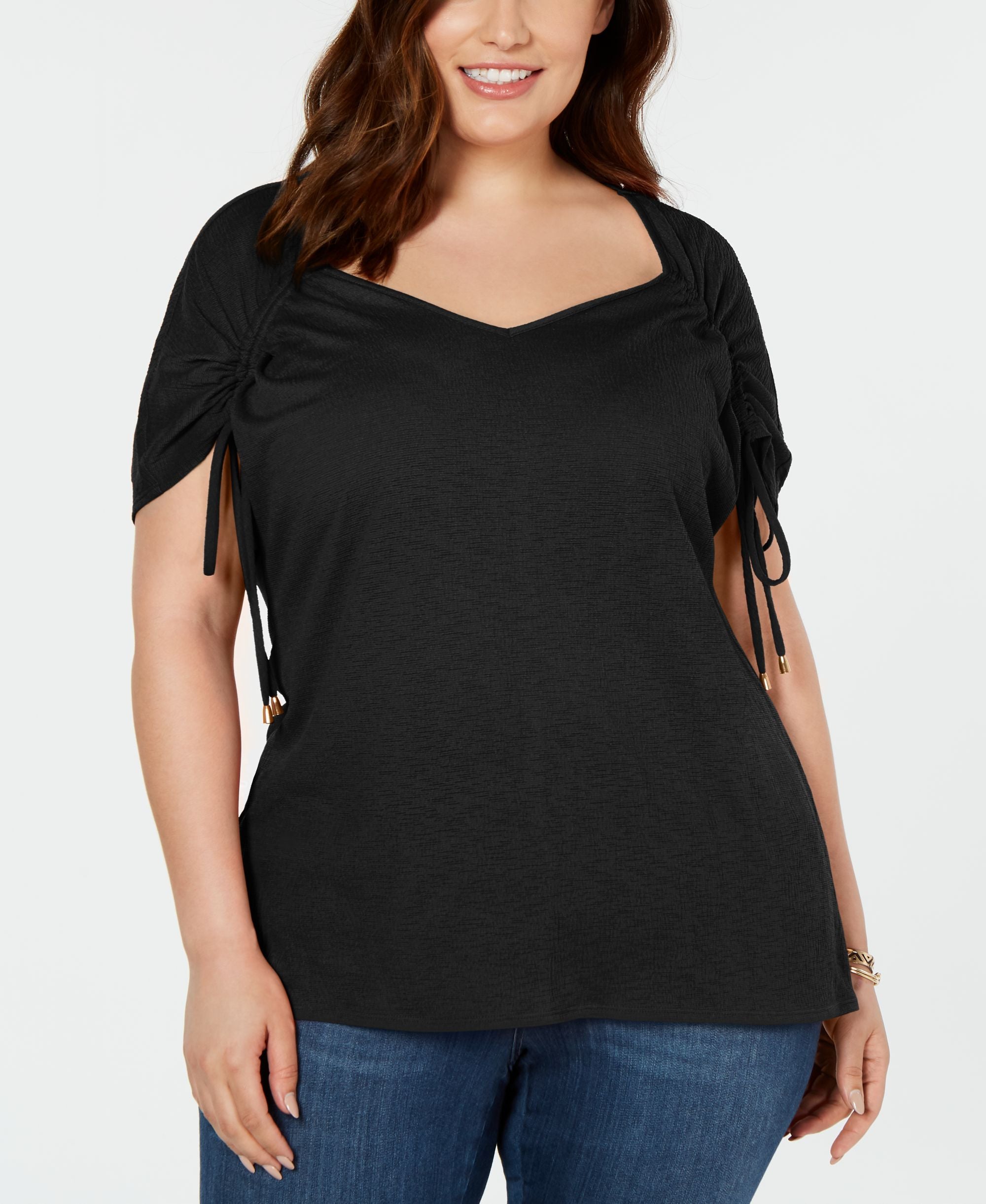 NY Collection Plus Size Tie Sleeve Top