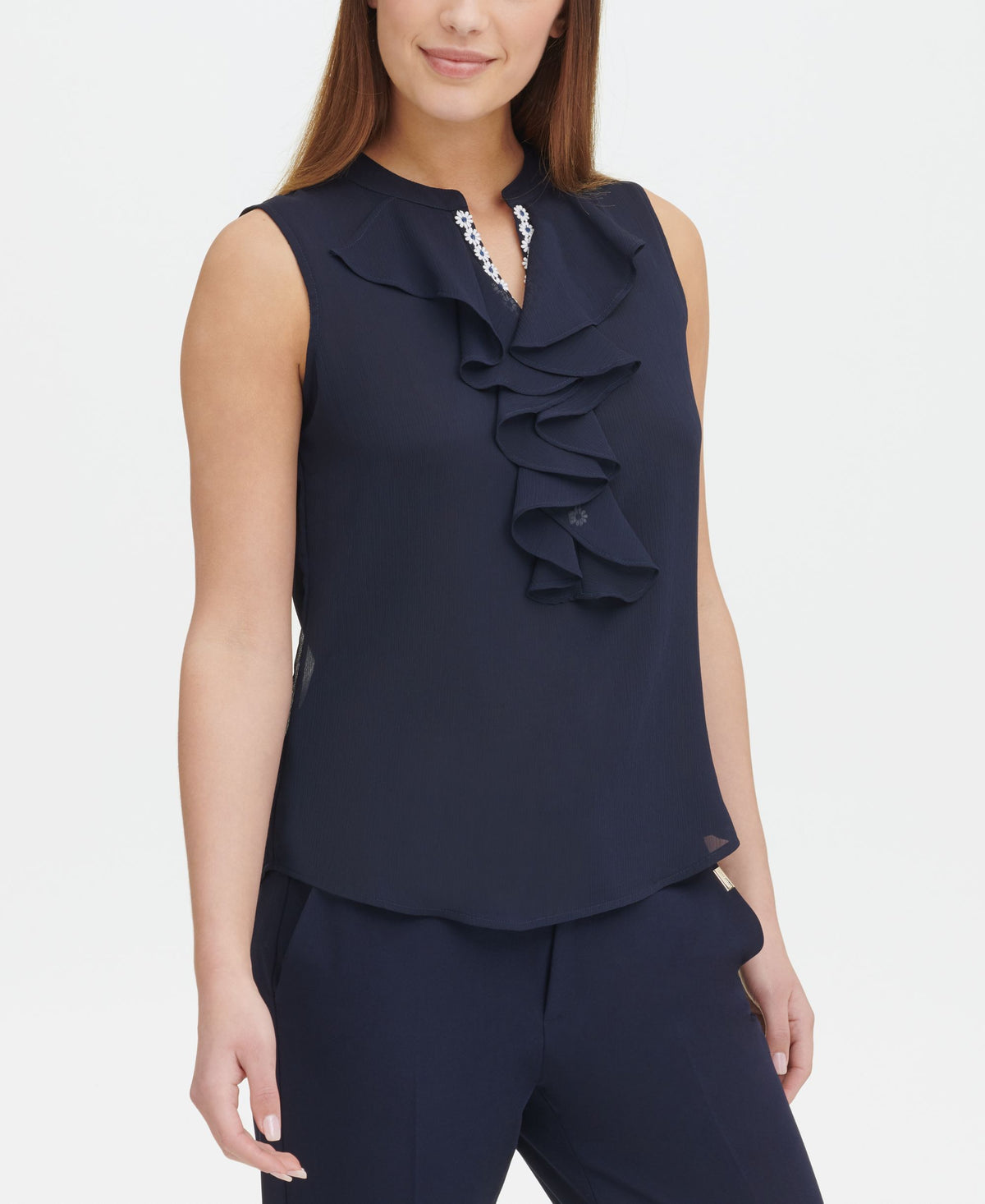 Tommy Hilfiger Ruffled Daisy Trim Top